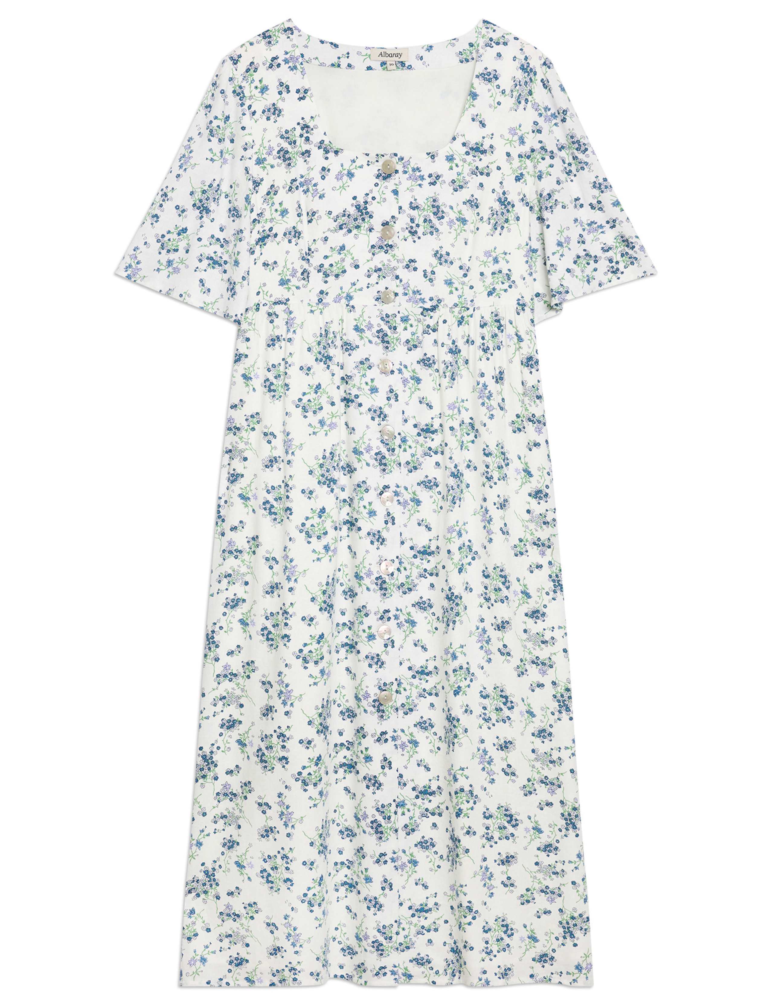 Linen Blend Floral Midi Skater Dress 2 of 4