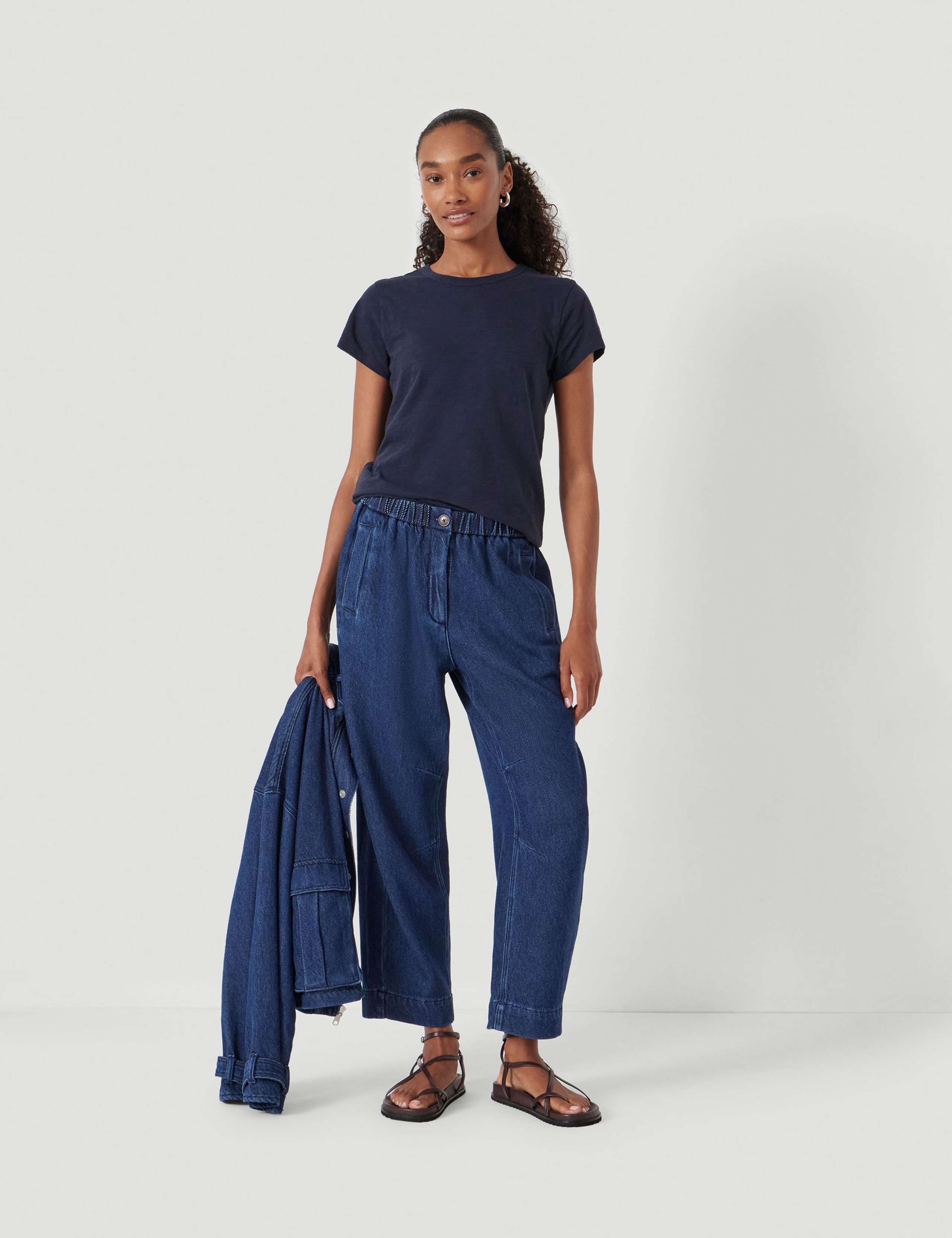 Denim Mid Rise Barrel Leg Jeans 2 of 6