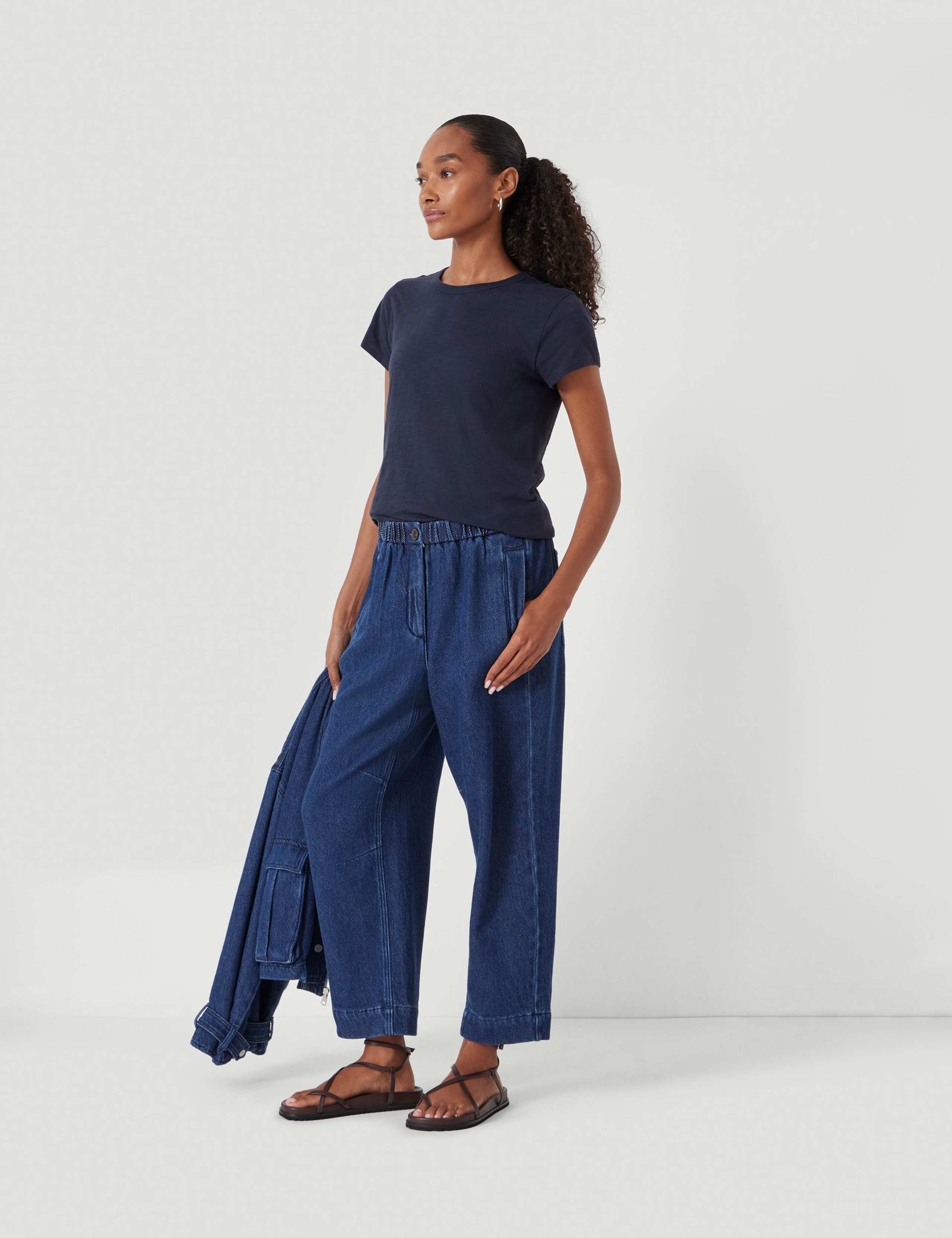 Denim Mid Rise Barrel Leg Jeans 3 of 6