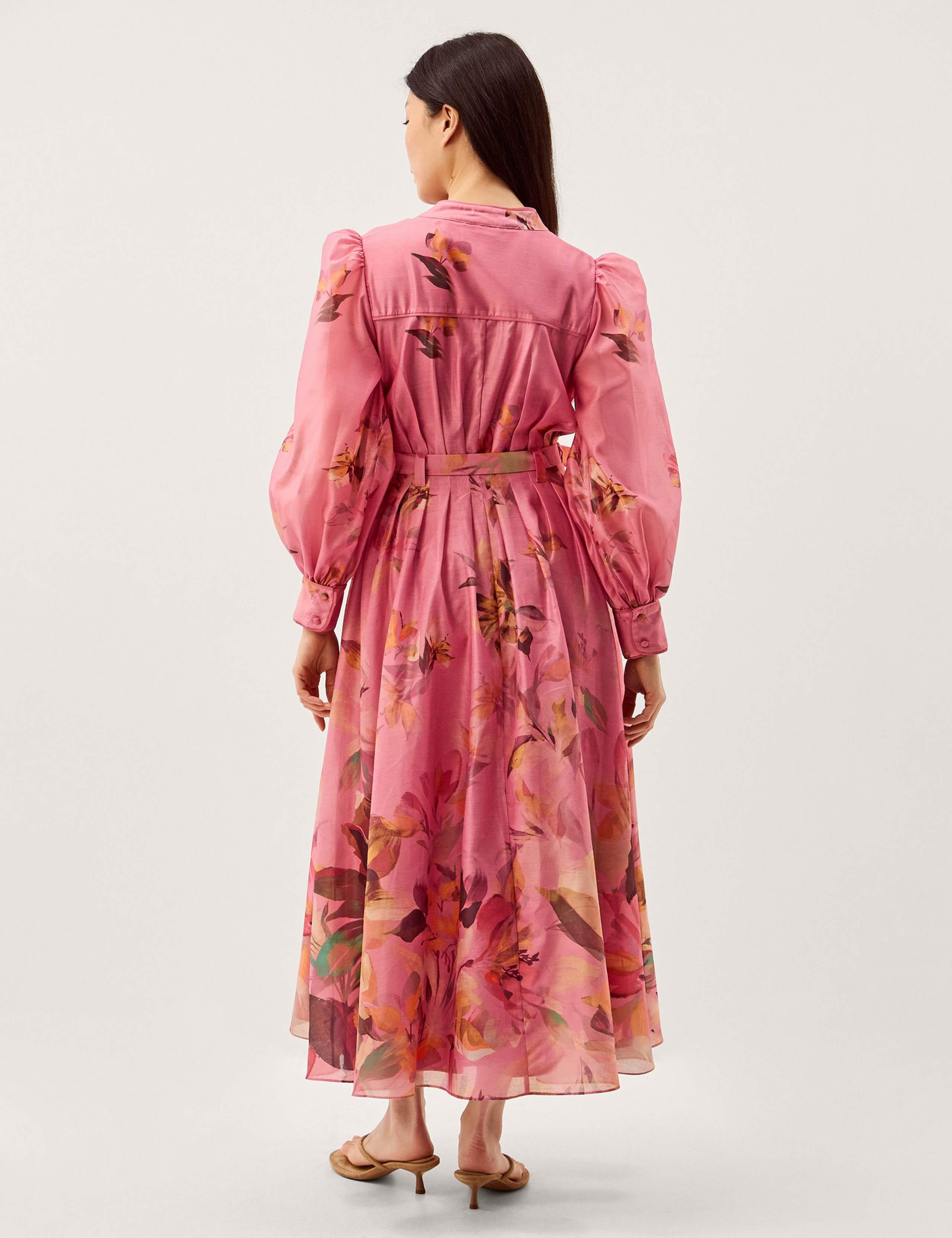 Floral V-Neck Belted Midi Waisted Dress 3 of 6