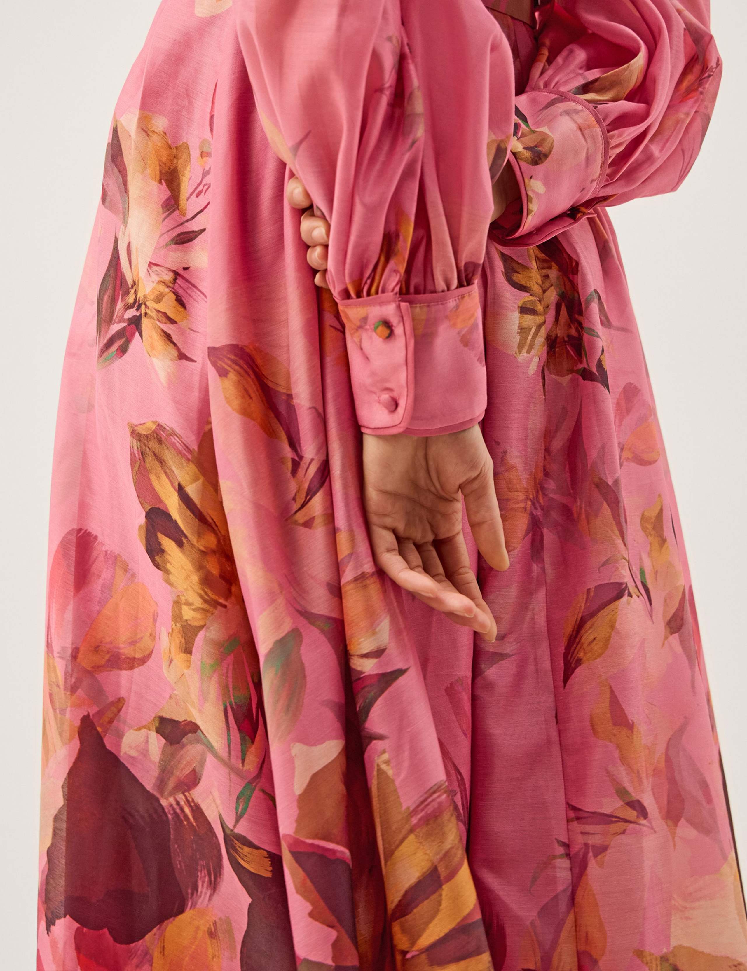 Floral V-Neck Belted Midi Waisted Dress 6 of 6