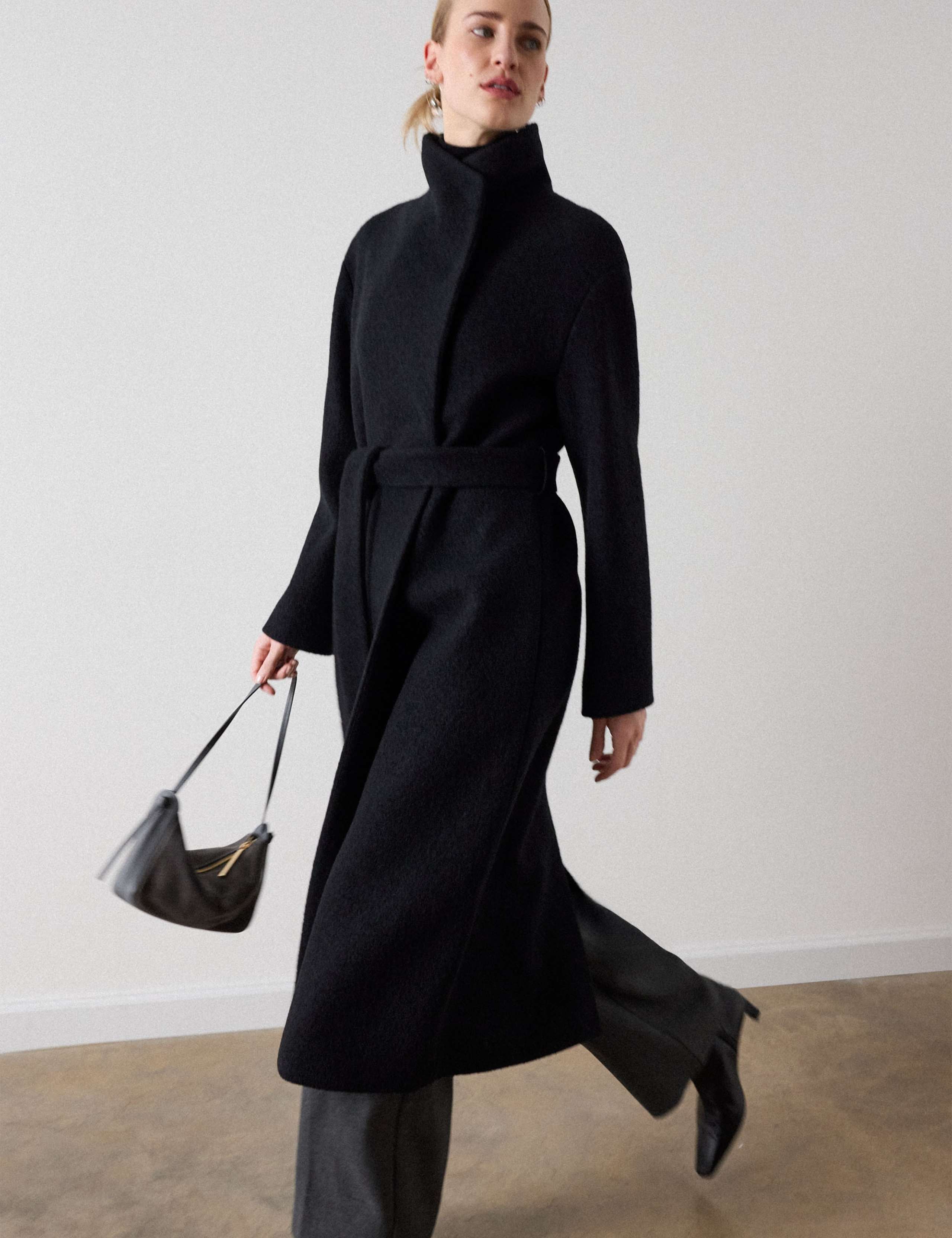 Pure Wool Funnel Neck Trench Coat 1 of 6