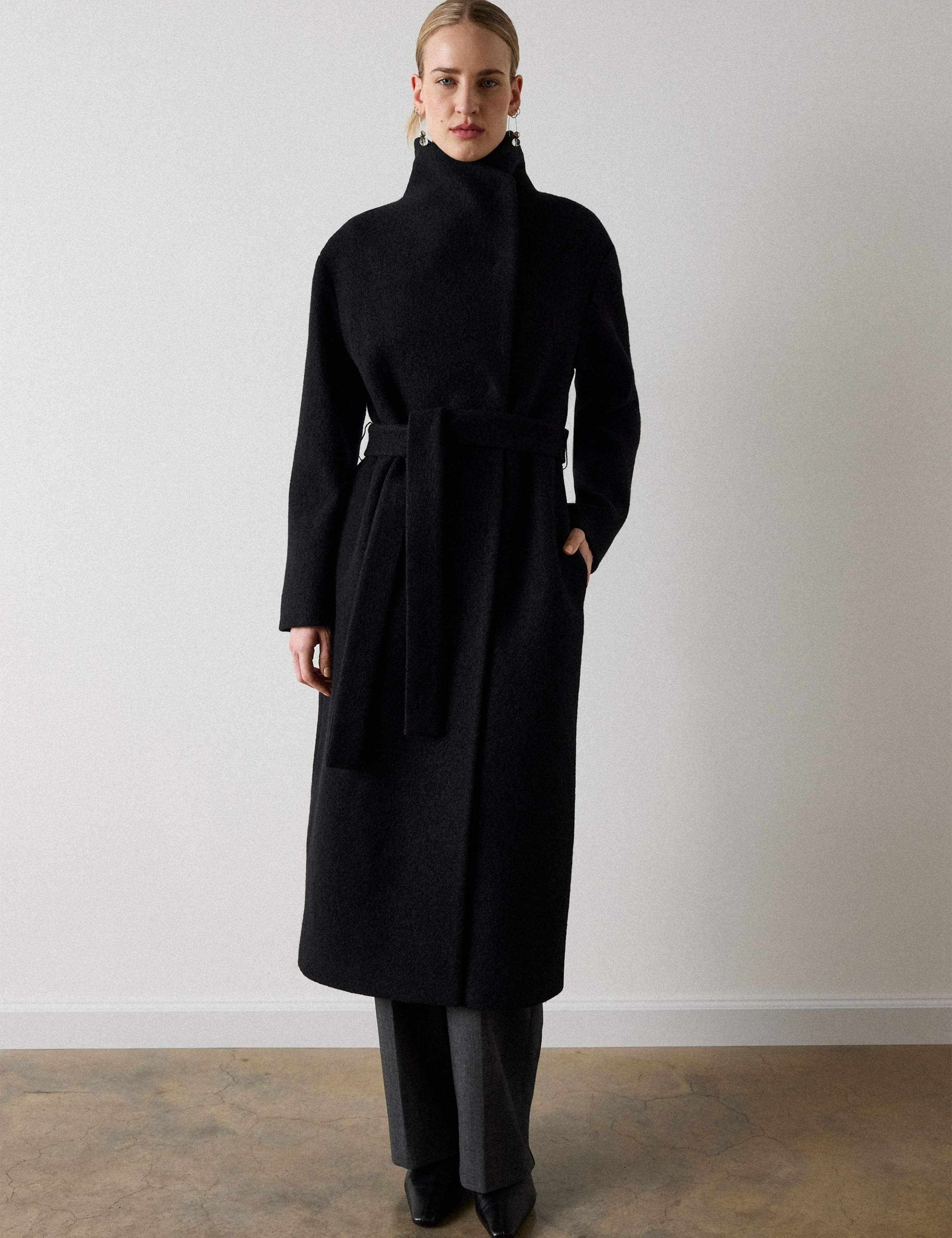 Pure Wool Funnel Neck Trench Coat 3 of 6