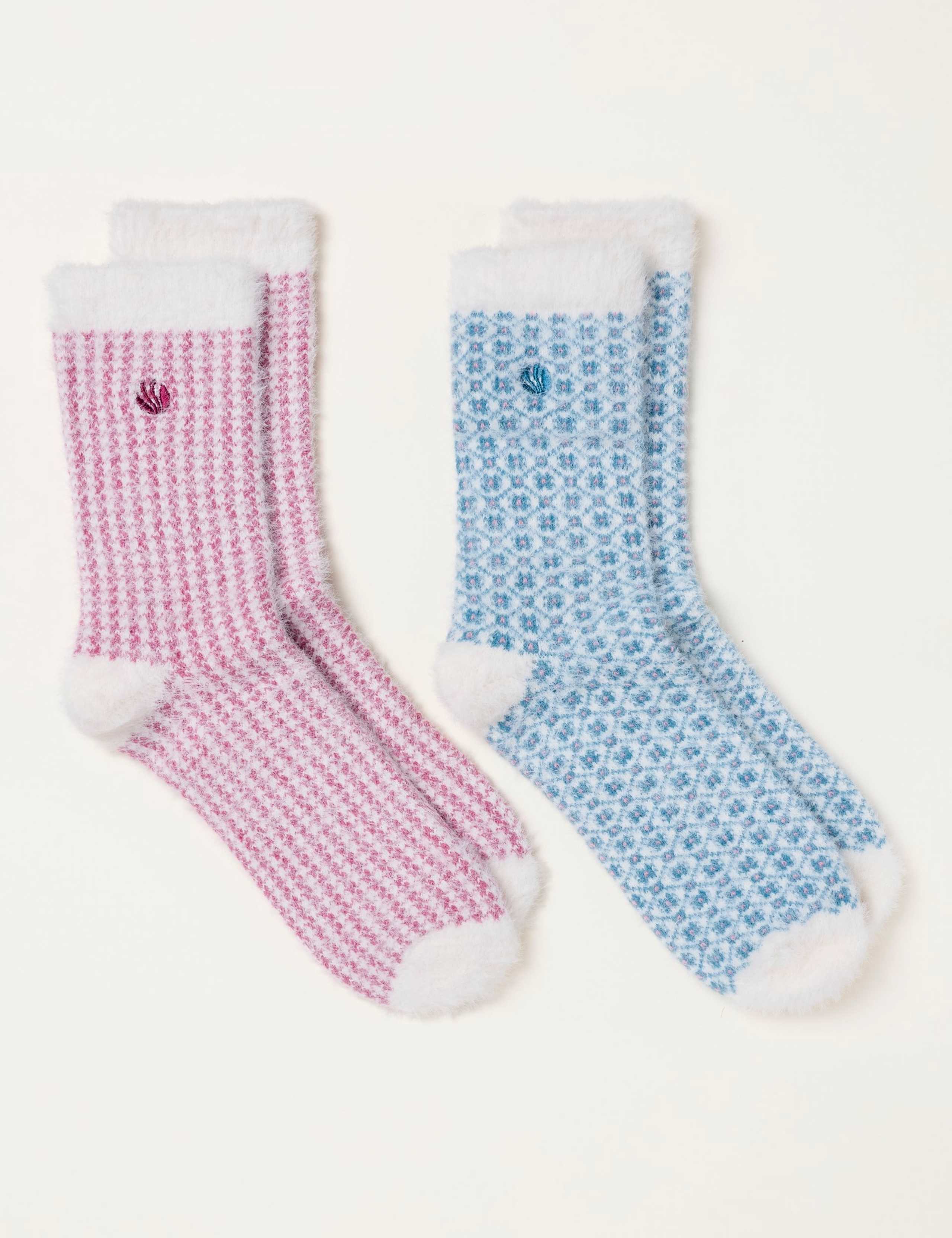 2 Pack Geometric Fluffy Socks 1 of 3