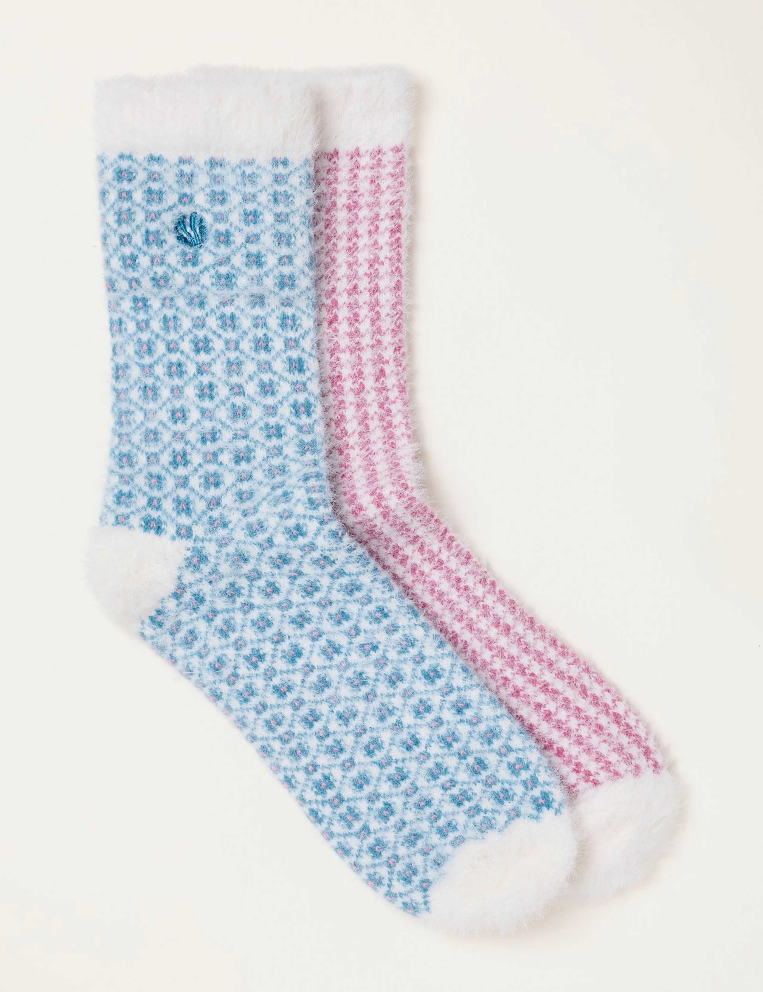 2 Pack Geometric Fluffy Socks 2 of 3