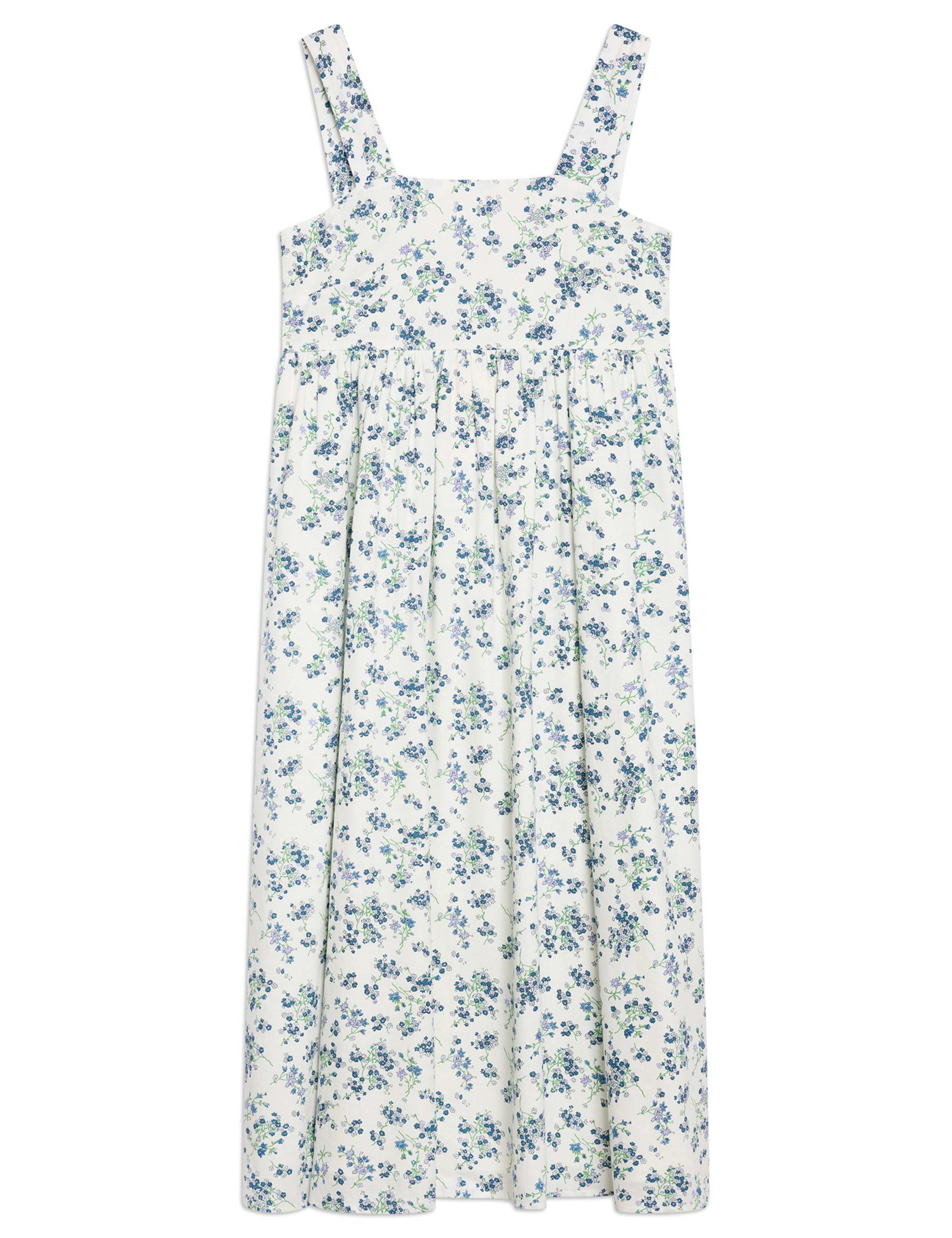 Linen Blend Blossom Print Midi Skater Dress 2 of 5