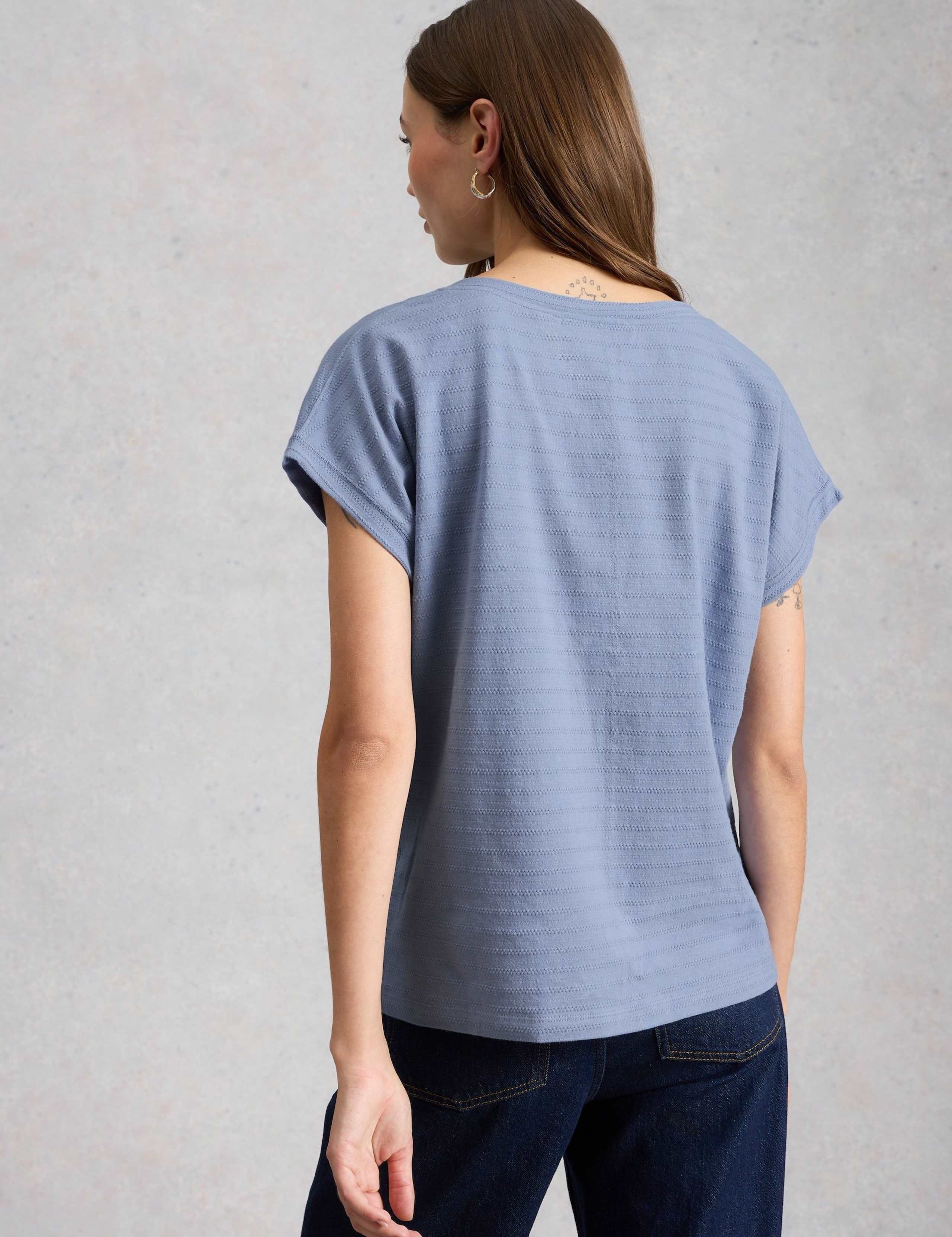 Pure Cotton Textured Notch Neck T-Shirt 4 of 6