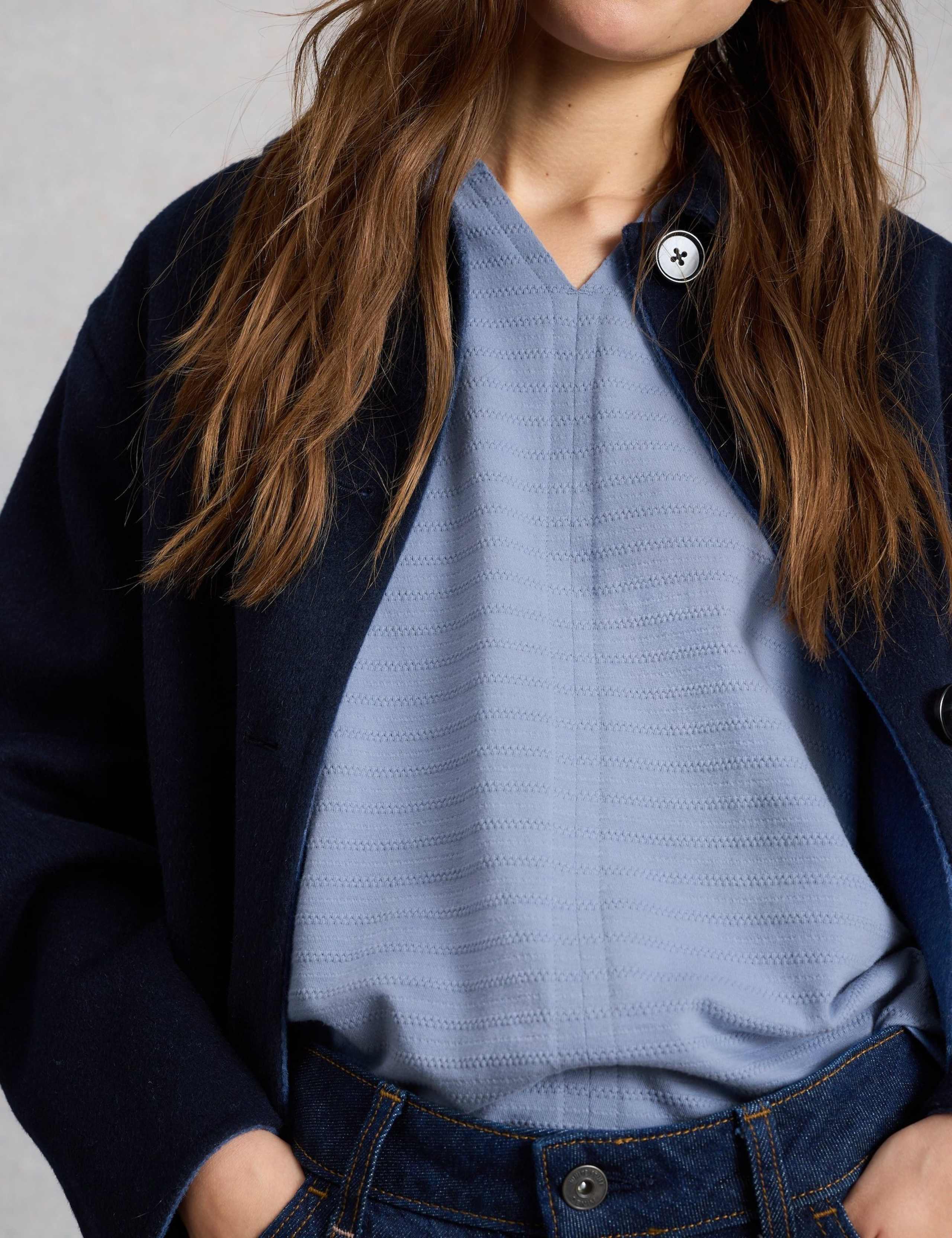 Pure Cotton Textured Notch Neck T-Shirt 5 of 6