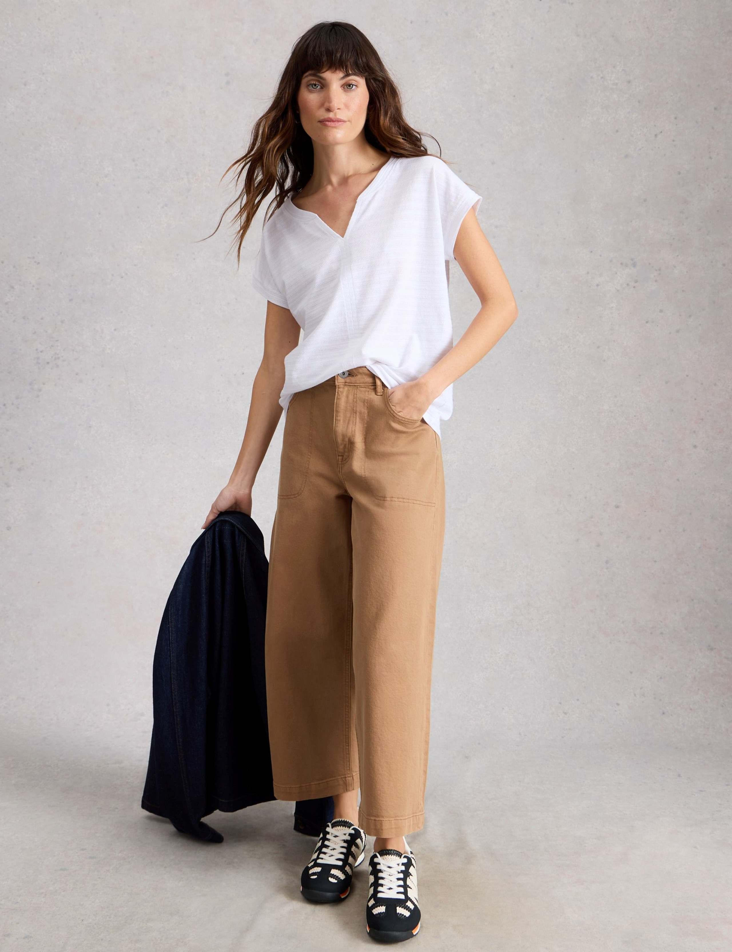 Pure Cotton Textured Notch Neck T-Shirt 3 of 6