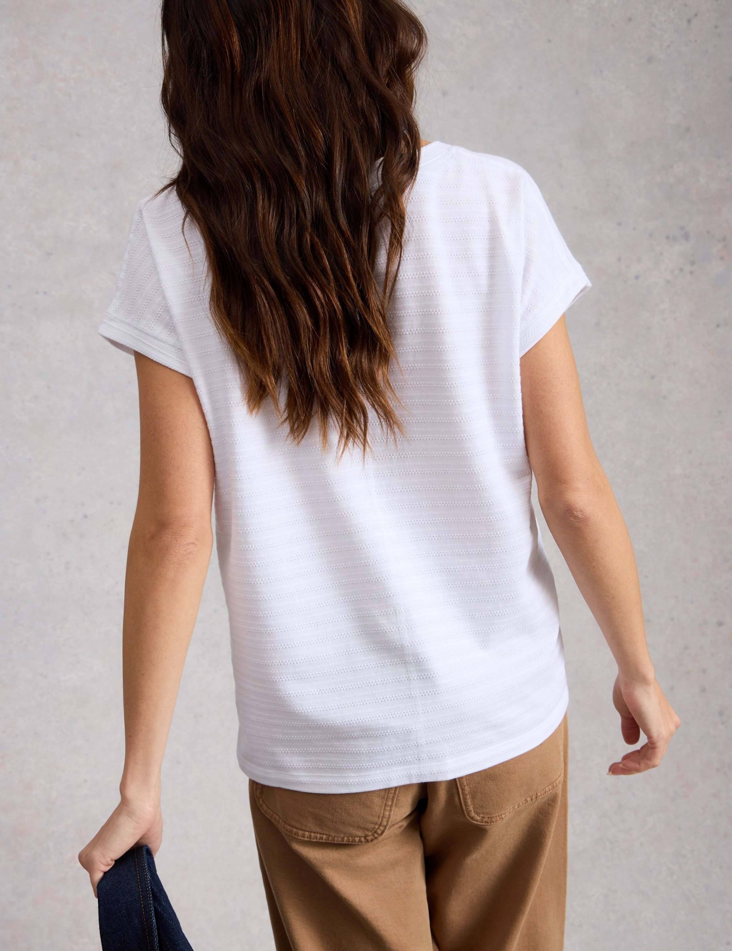 Pure Cotton Textured Notch Neck T-Shirt 4 of 6
