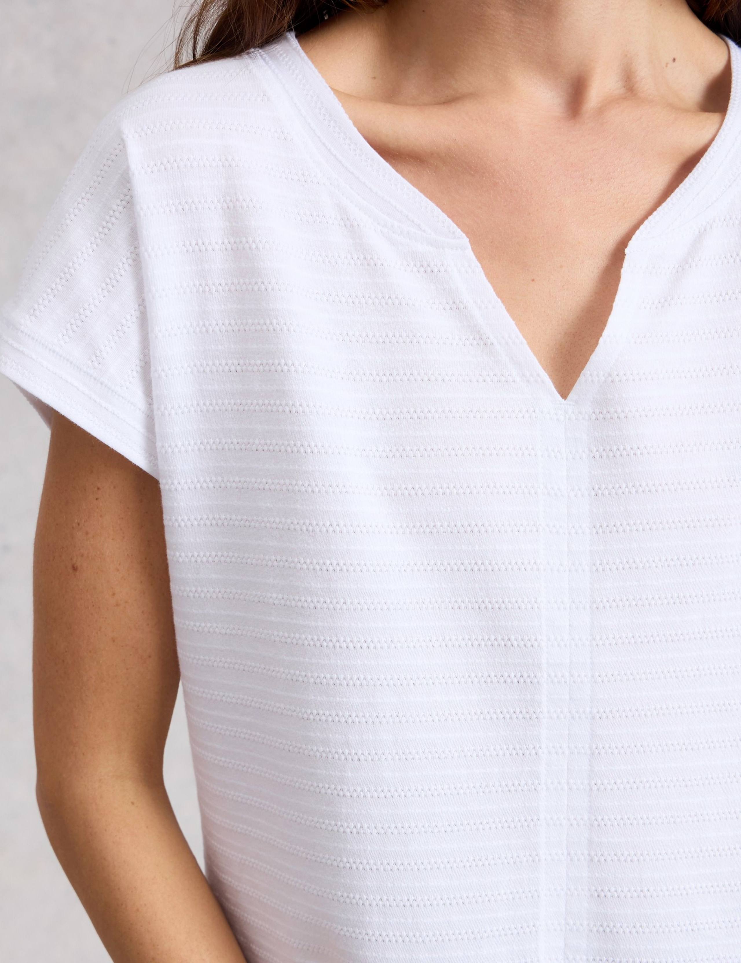 Pure Cotton Textured Notch Neck T-Shirt 5 of 6