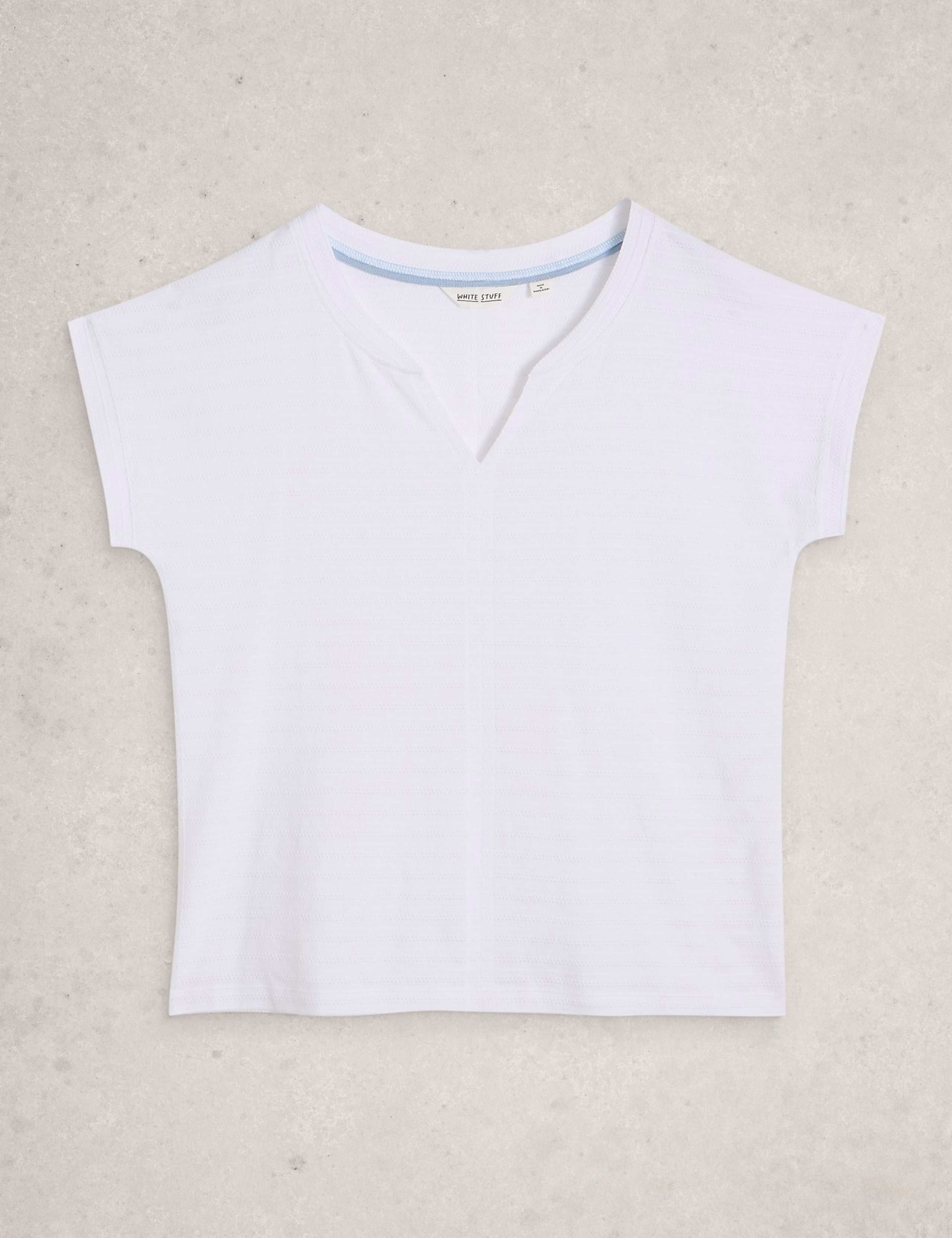 Pure Cotton Textured Notch Neck T-Shirt 2 of 6