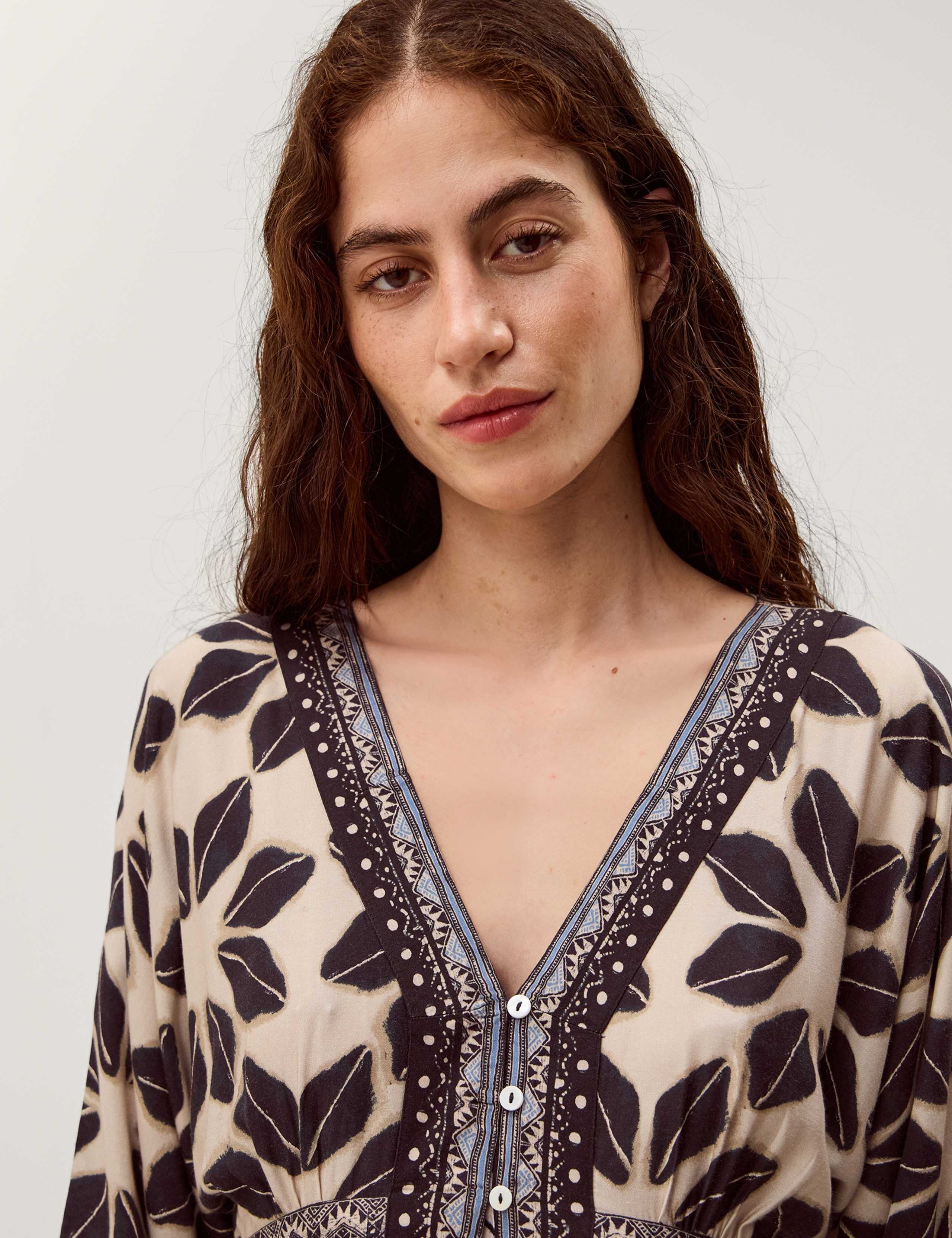Printed V-Neck Midi Kaftan Dress 5 of 6