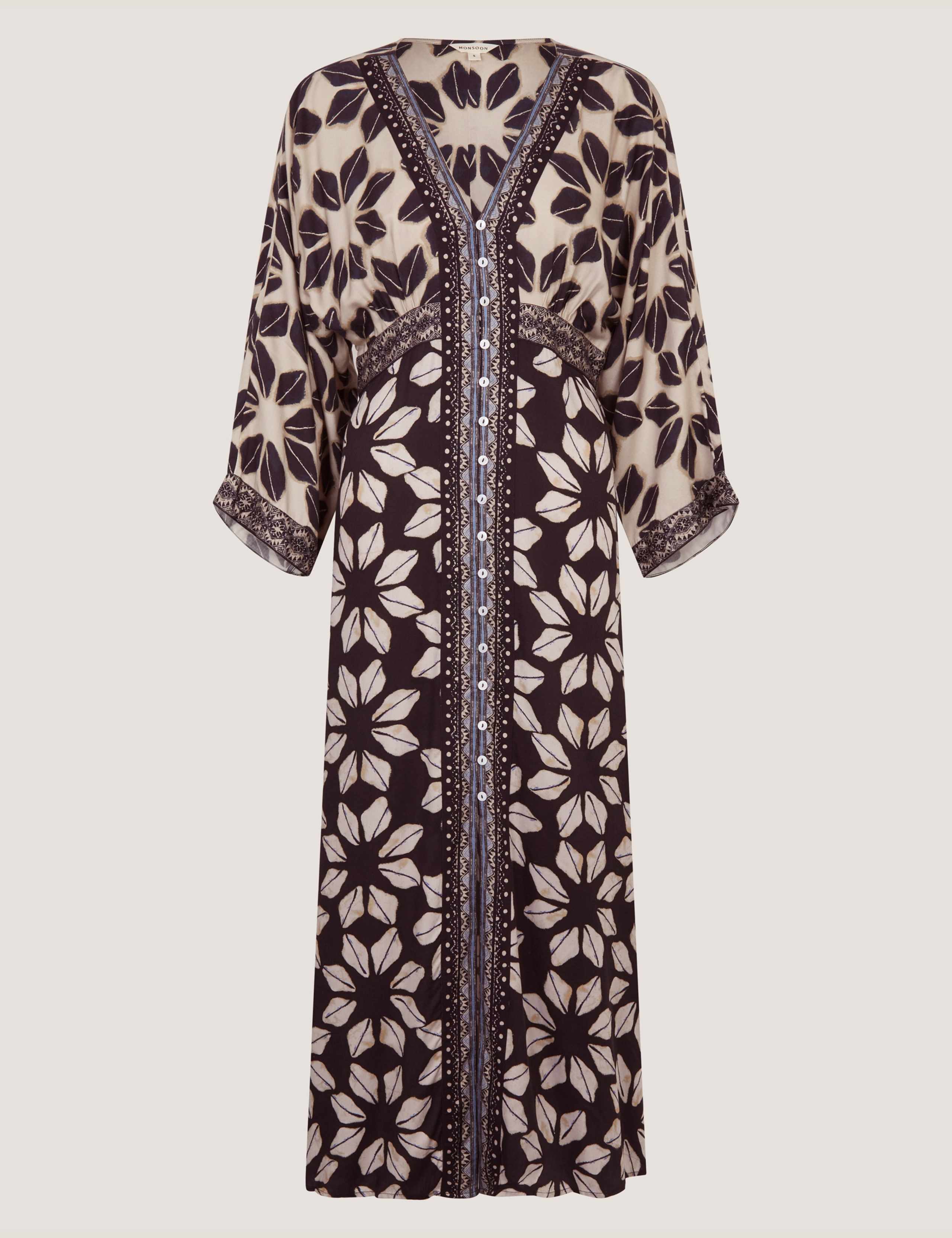 Printed V-Neck Midi Kaftan Dress 2 of 6