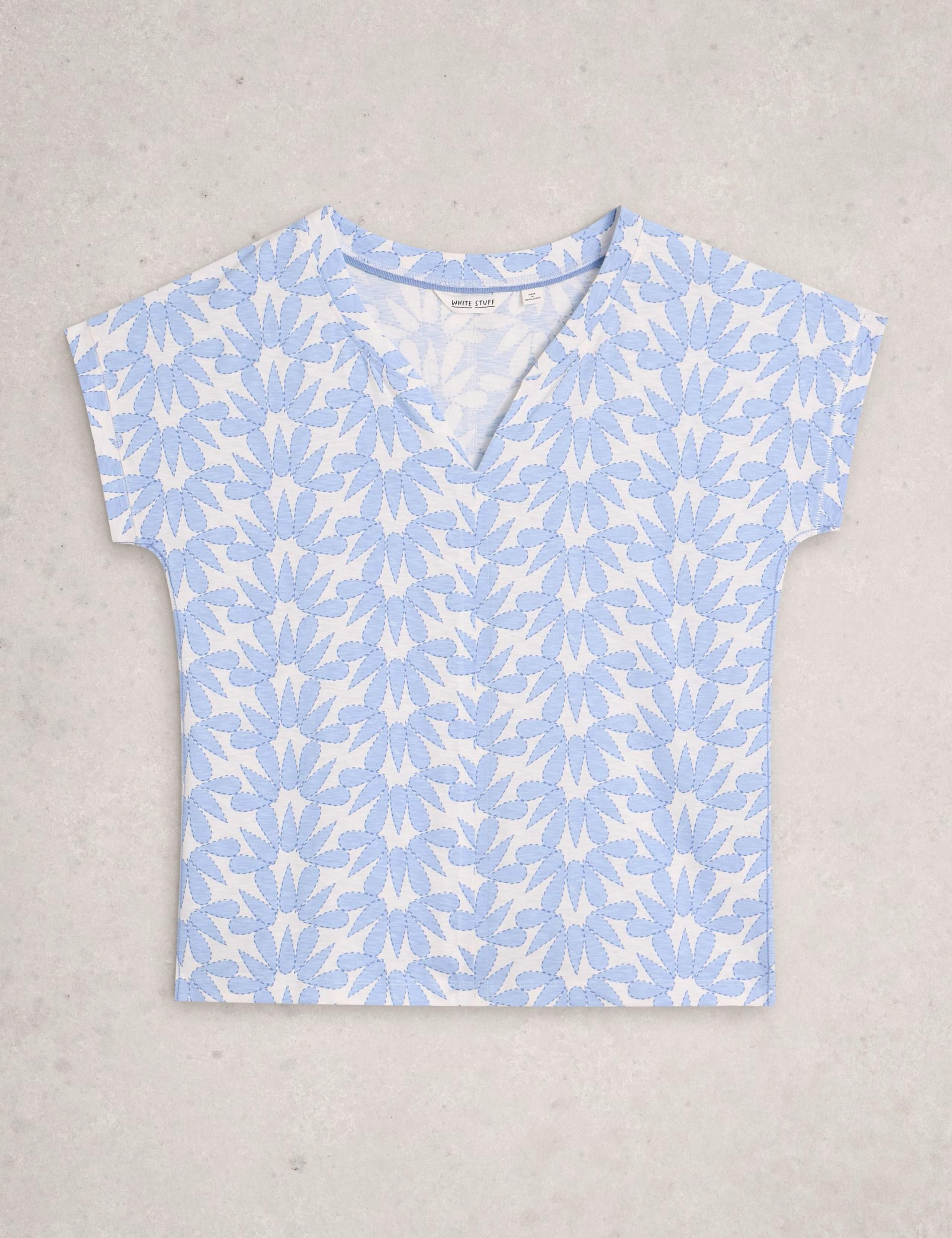 Pure Cotton Print Notch Neck T-Shirt 2 of 6