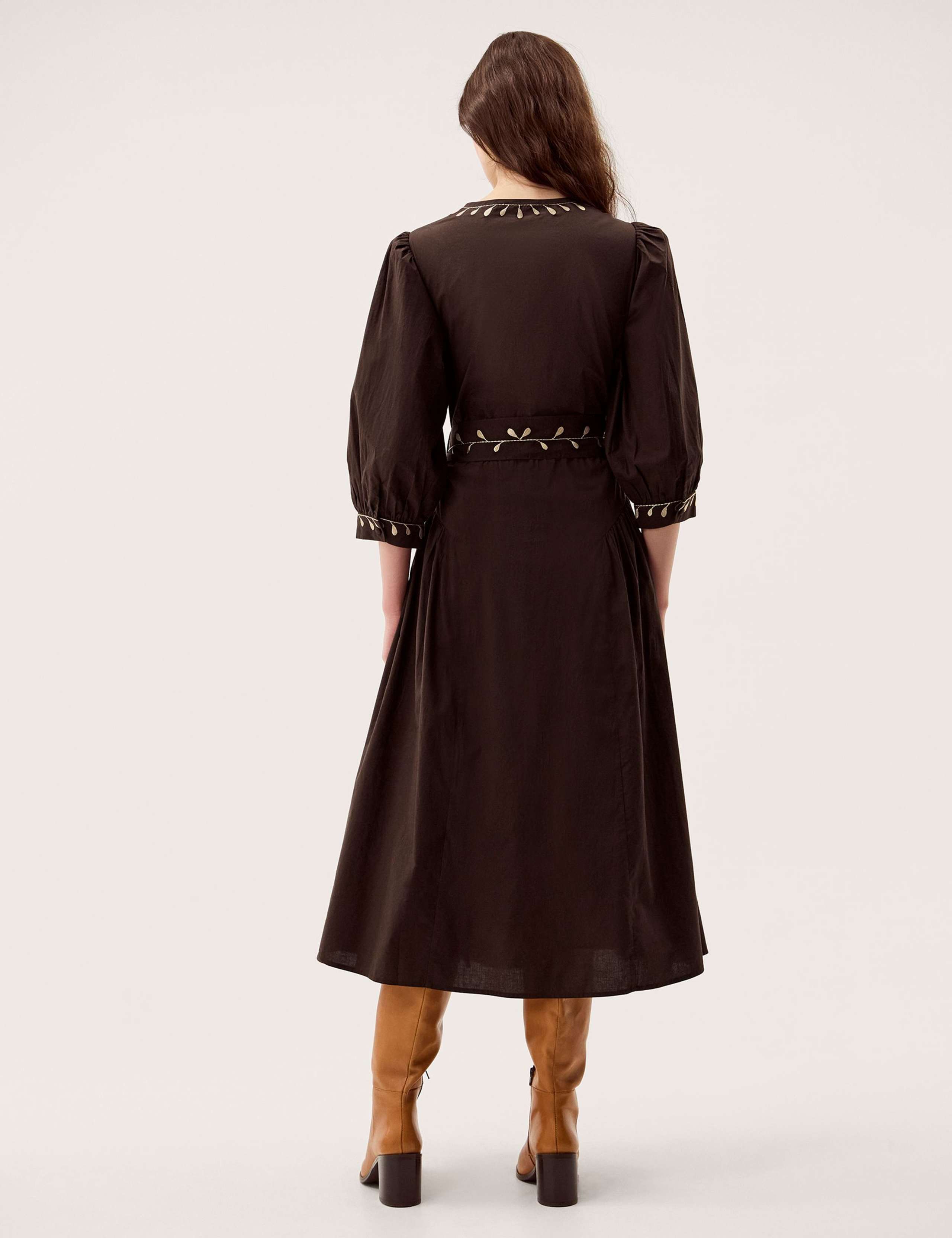 Pure Cotton Embroidered Maxi Shirt Dress 5 of 6