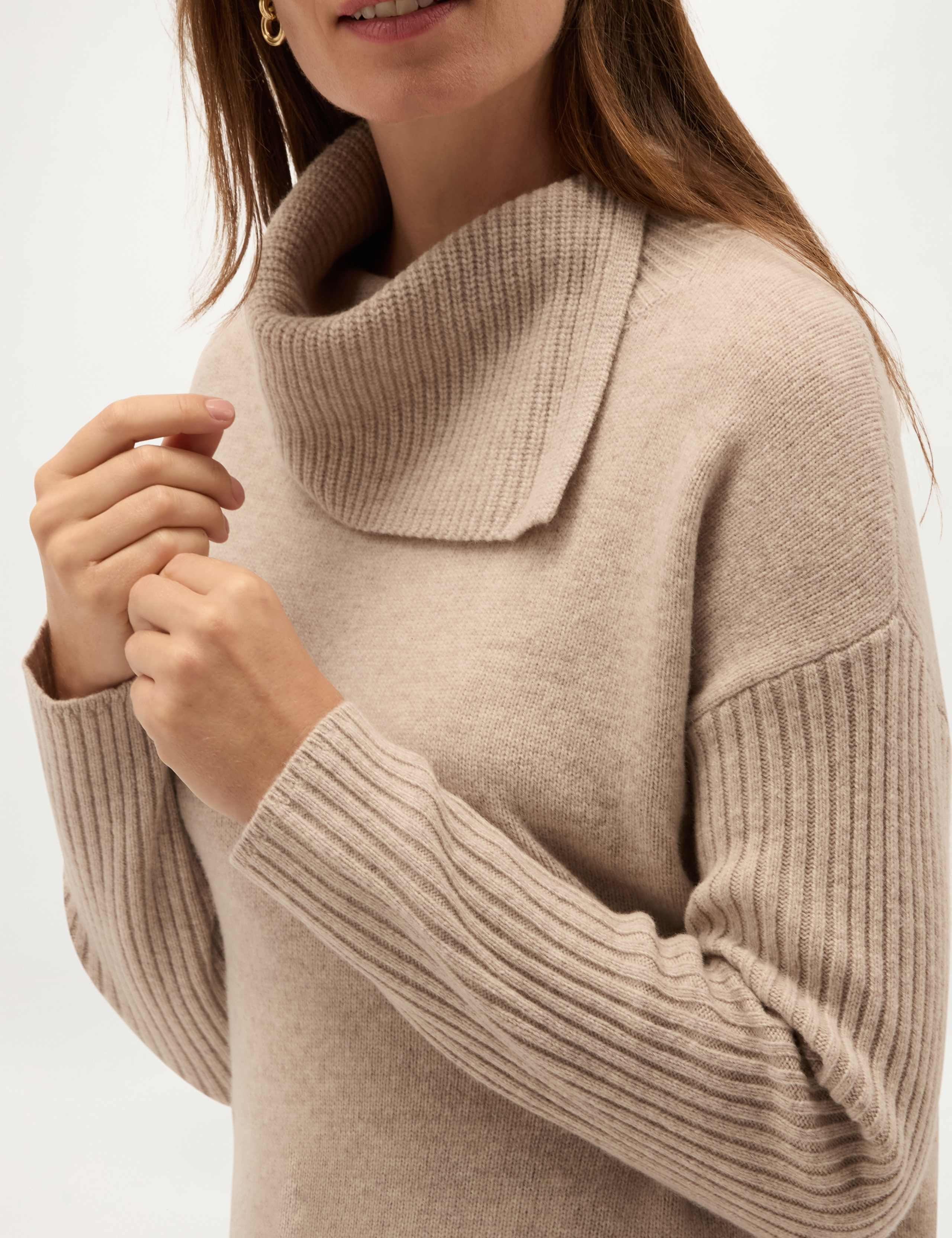 Merino Wool Rich Shawl Neck Jumper 3 of 5
