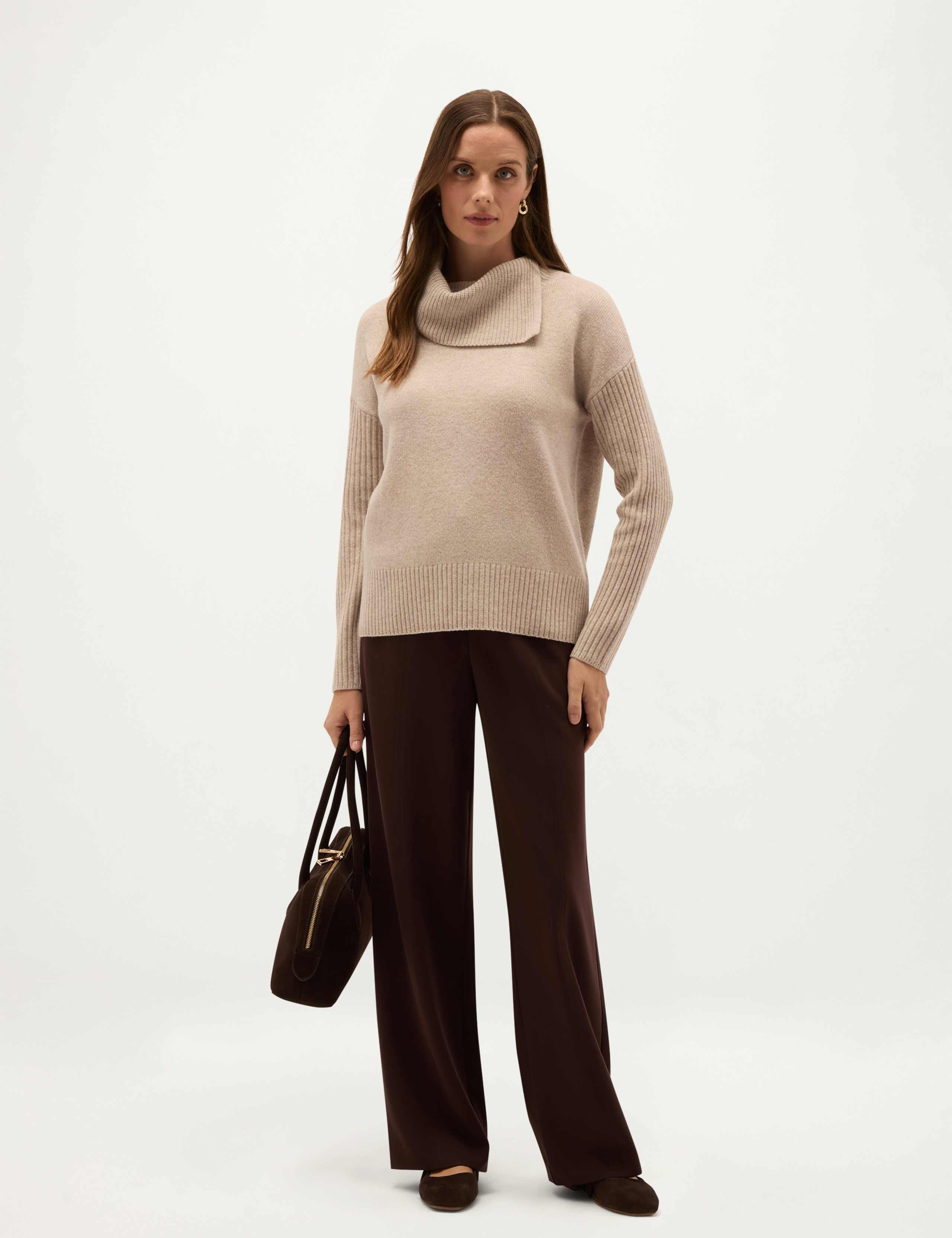Merino Wool Rich Shawl Neck Jumper 4 of 5