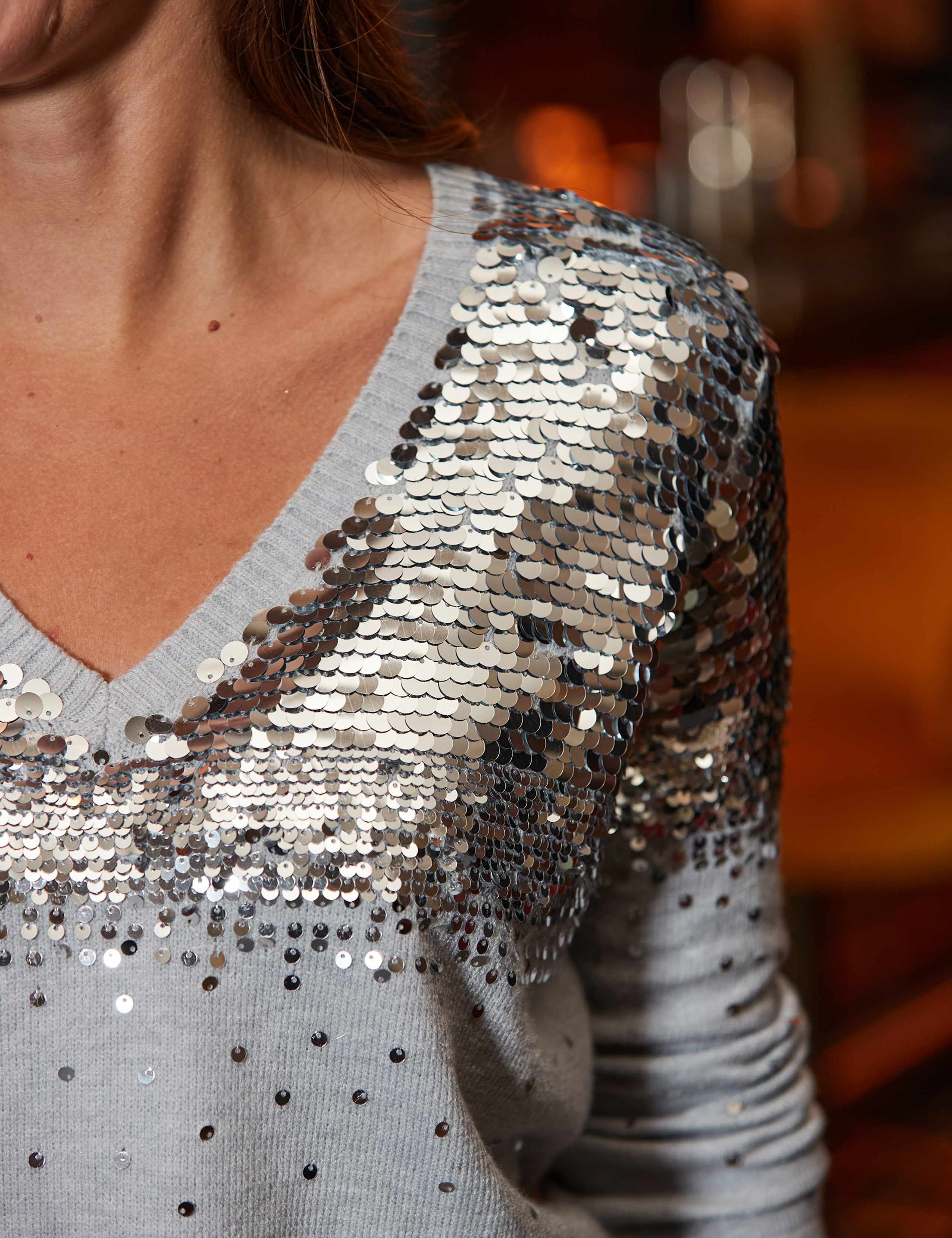Ombre Sequin V-Neck Jumper 6 of 6