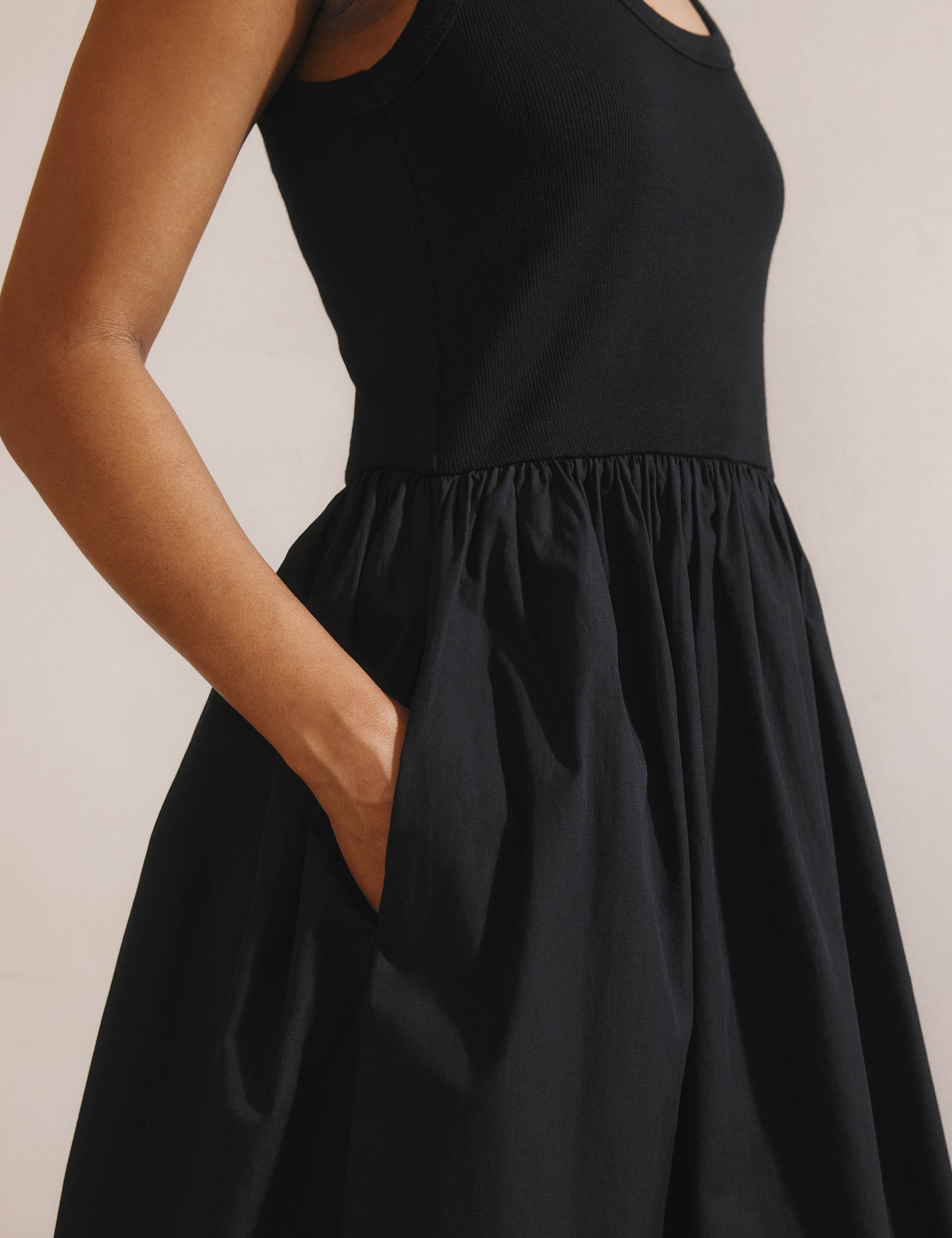 Pure Cotton Round Neck Midi Waisted Dress 4 of 4