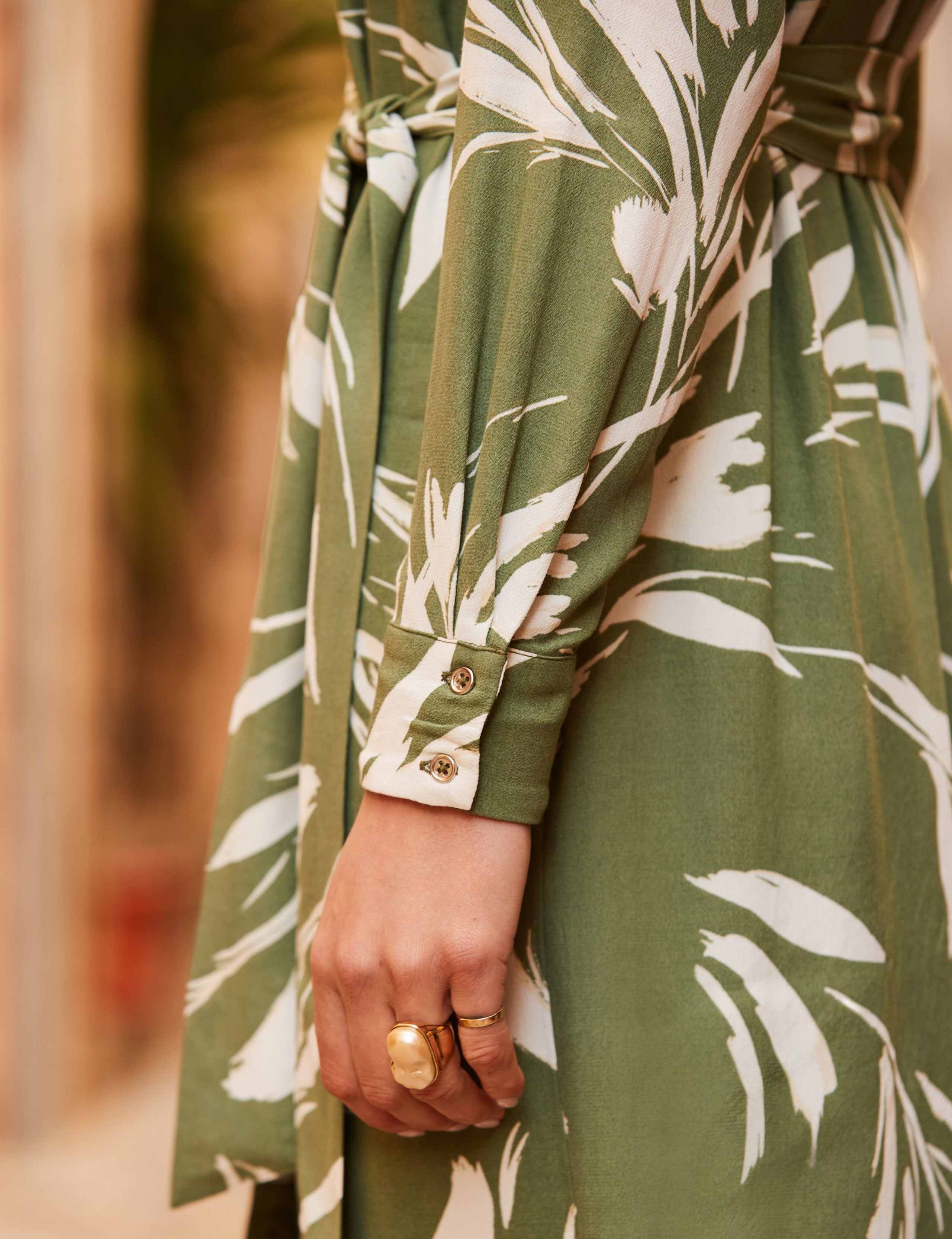 Floral Collared Tie Waist Midi Shirt Dress 6 of 6