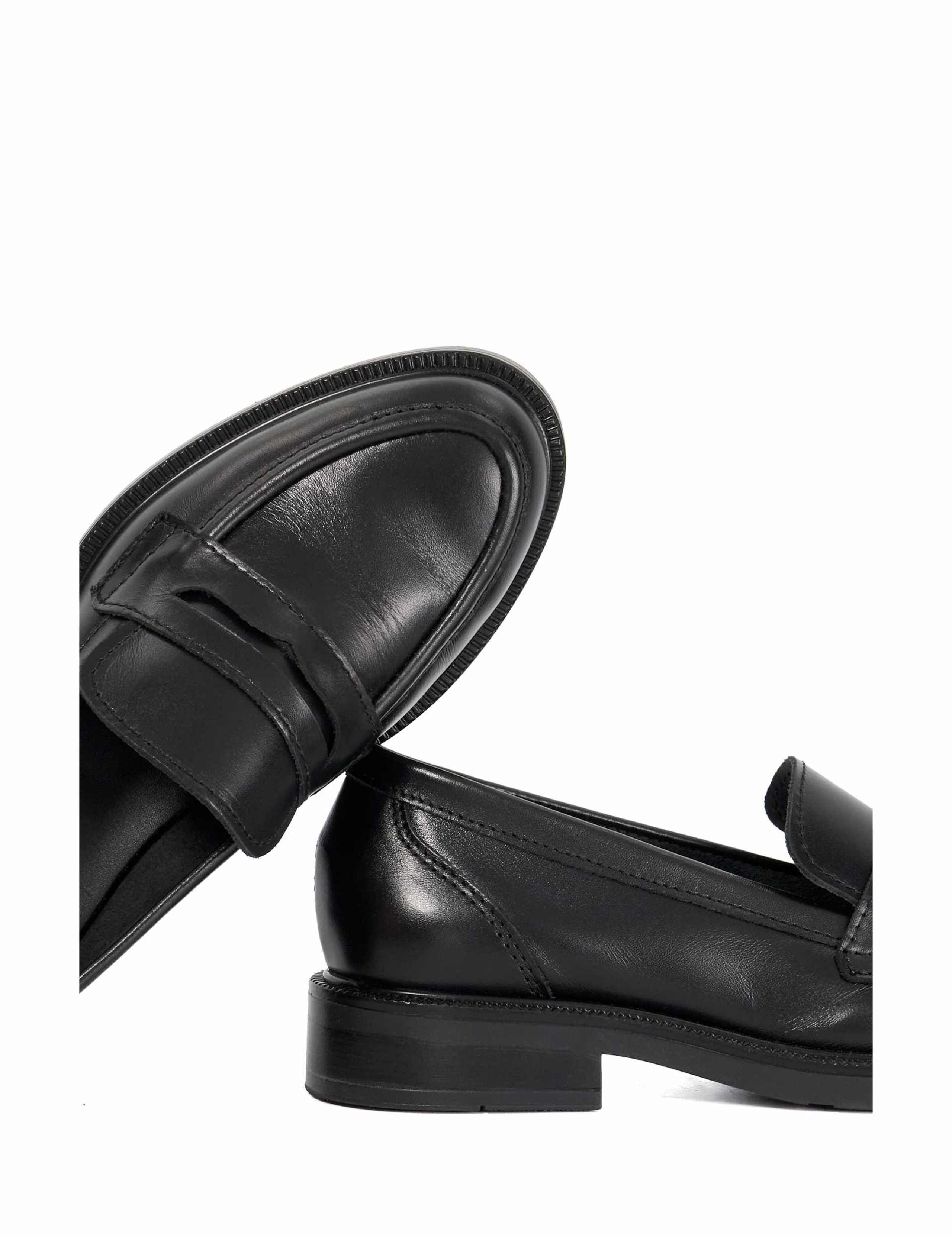 Leather Block Heel Penny Loafers 5 of 5