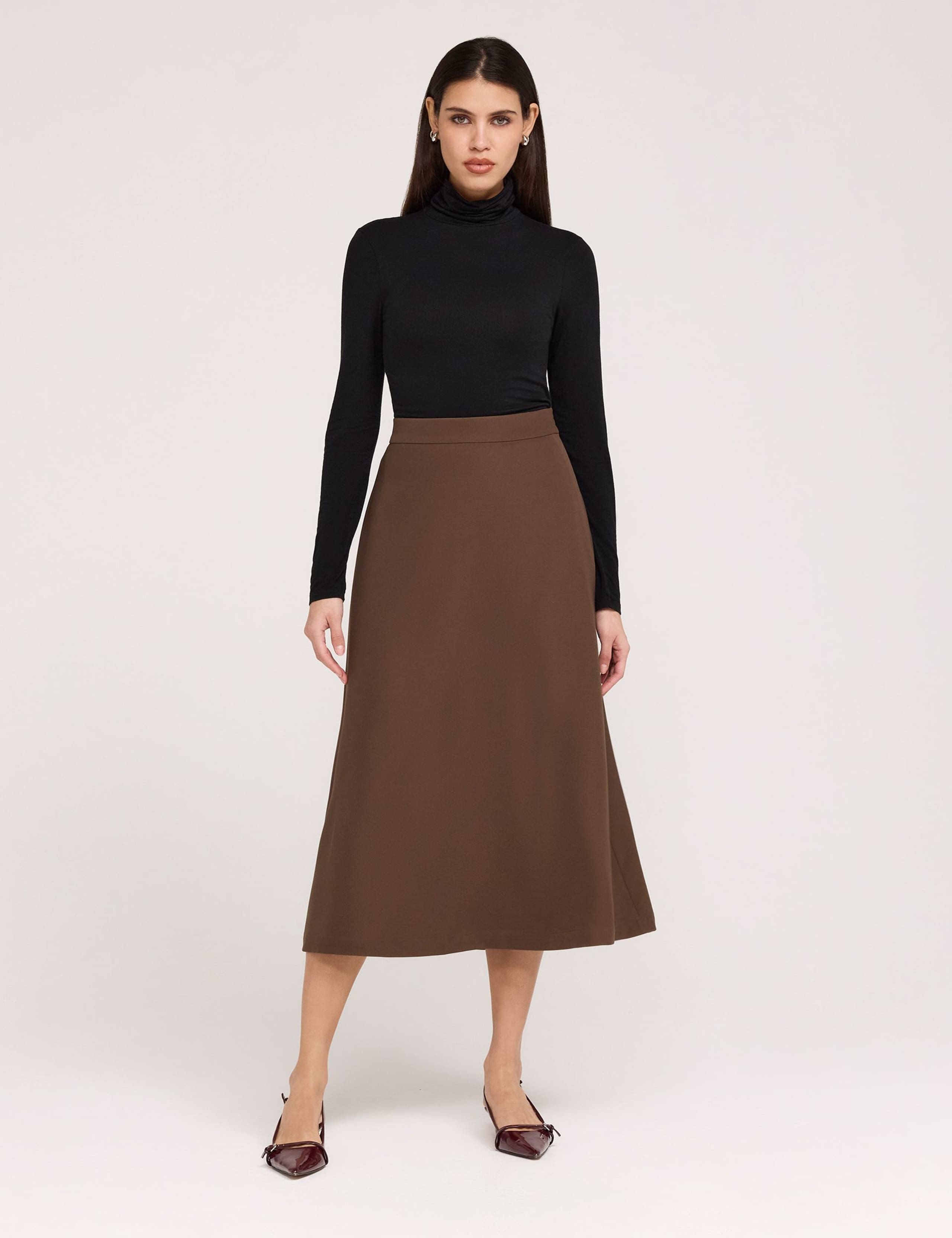 Twill Midi A-Line Skirt 3 of 6