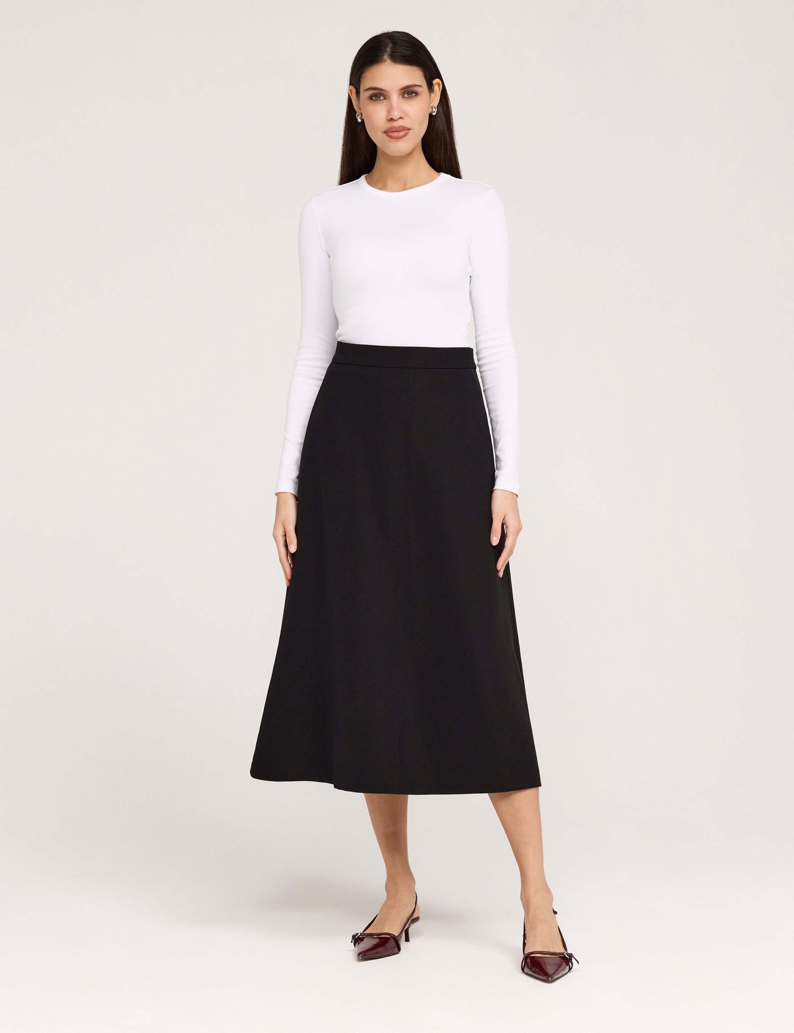 Twill Midi A-Line Skirt 1 of 5