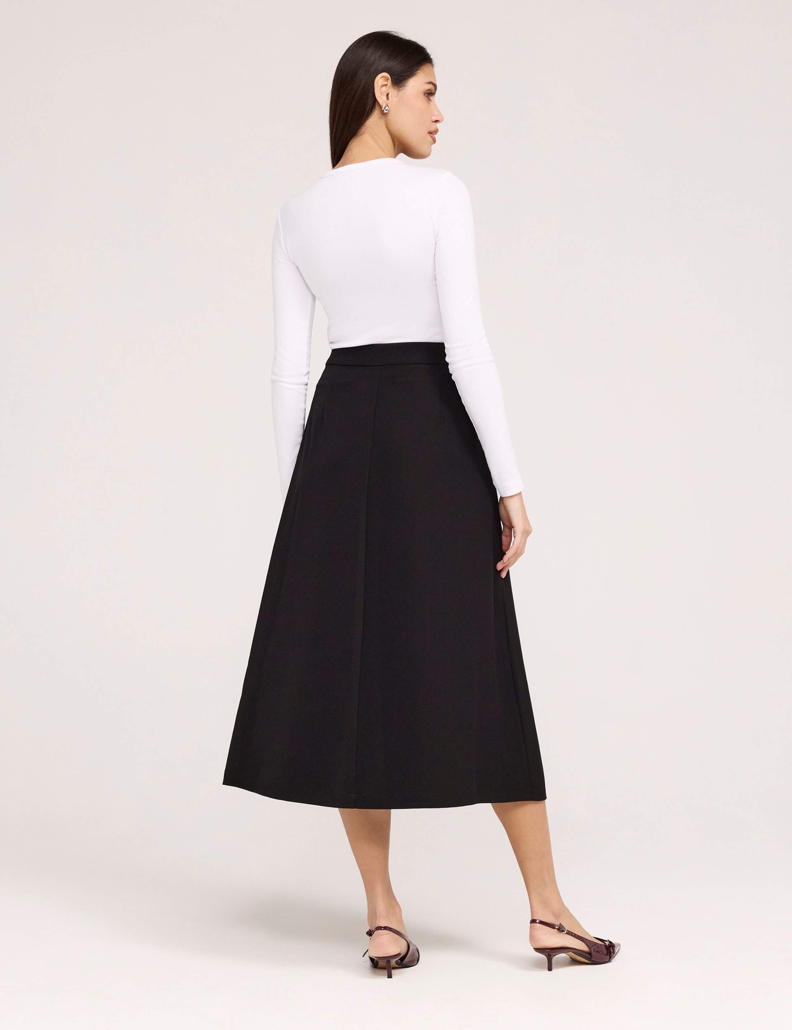 Twill Midi A-Line Skirt 3 of 5