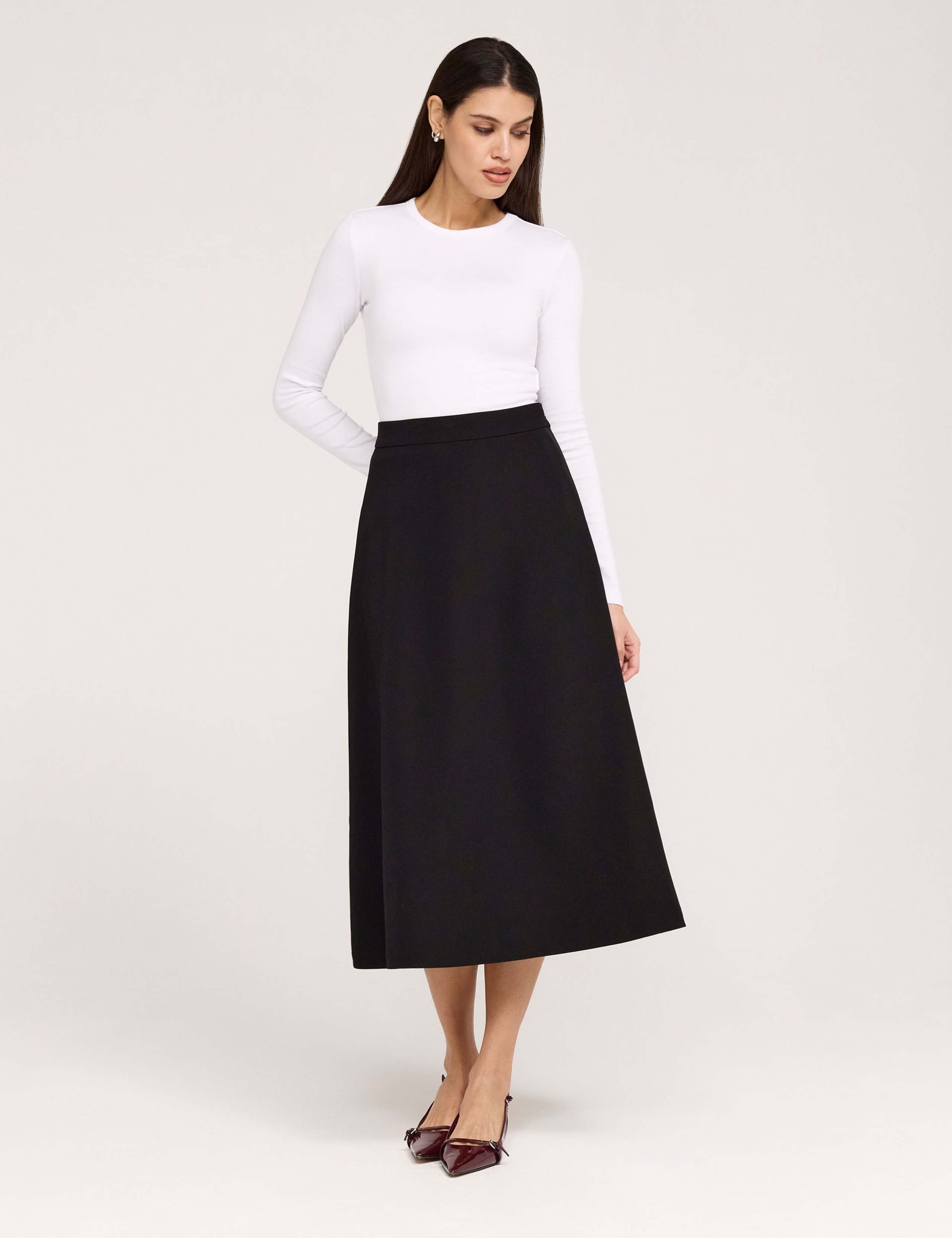 Twill Midi A-Line Skirt 5 of 5