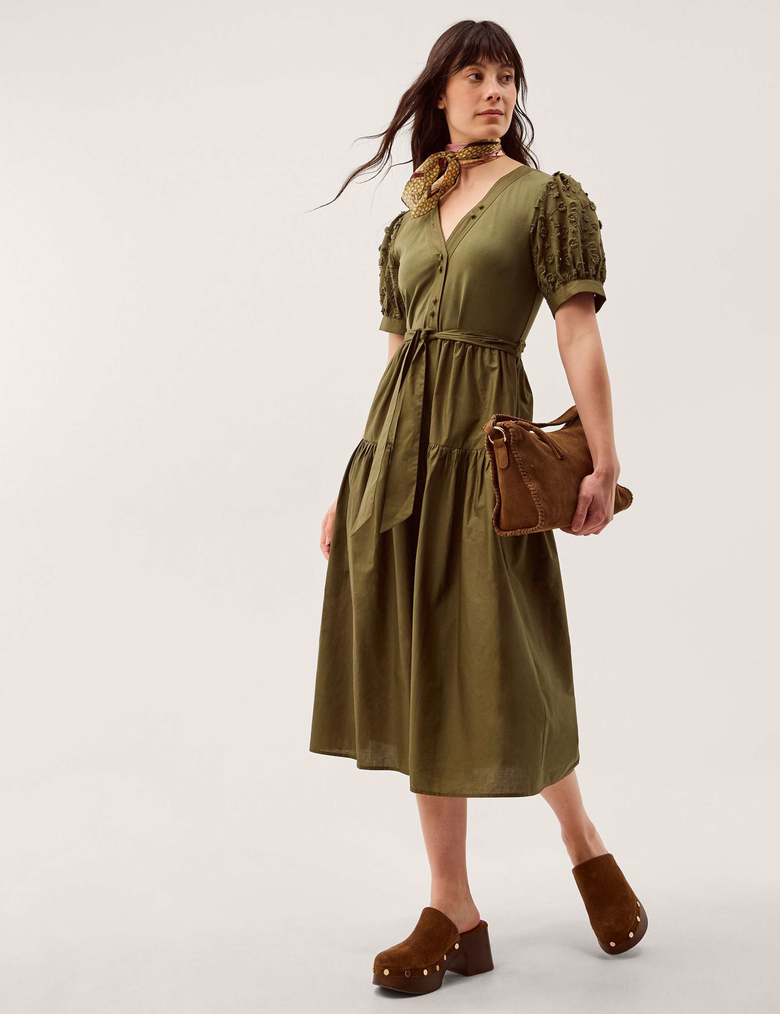 Cotton Rich Embroidered Midi Tiered Dress 3 of 6