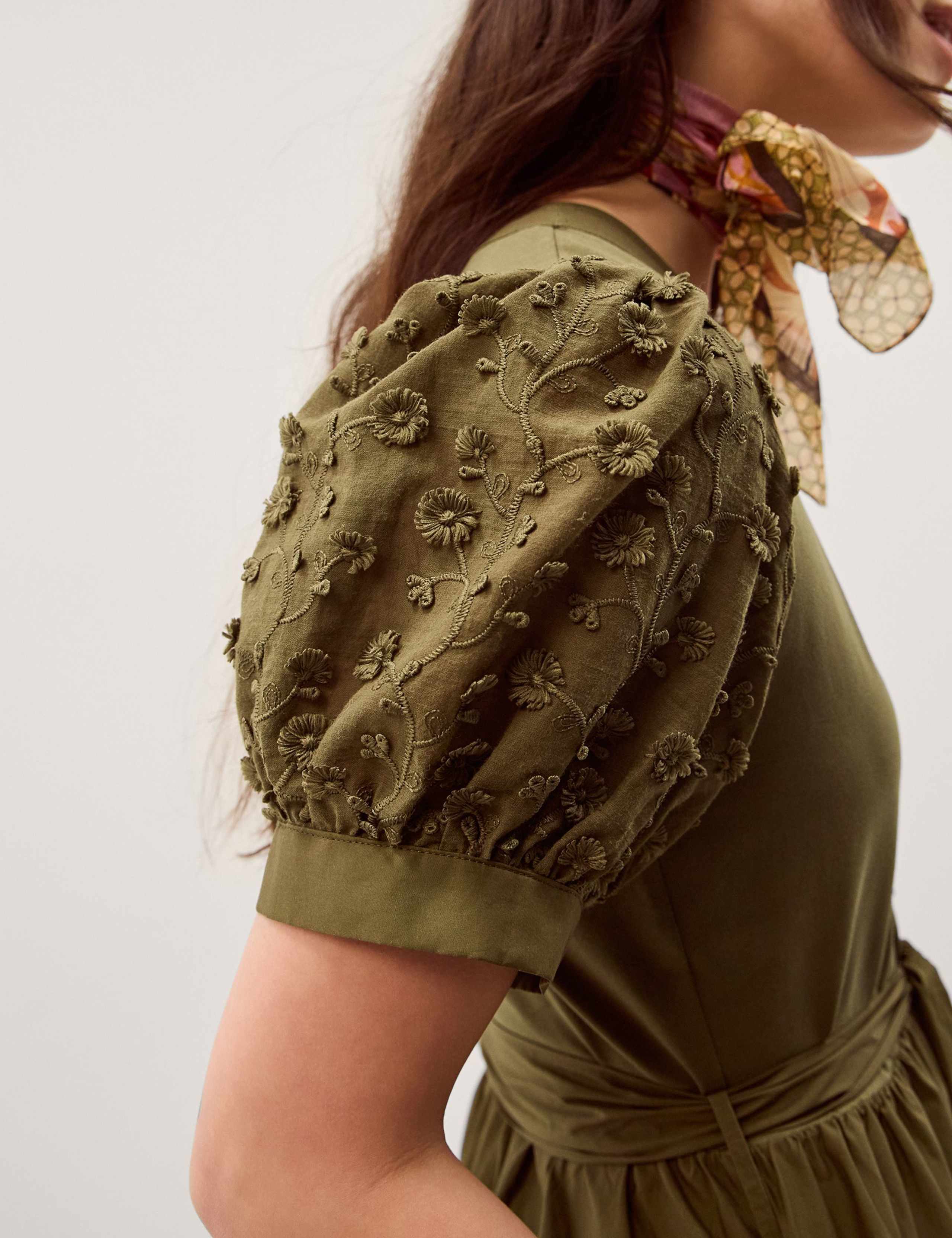 Cotton Rich Embroidered Midi Tiered Dress 6 of 6