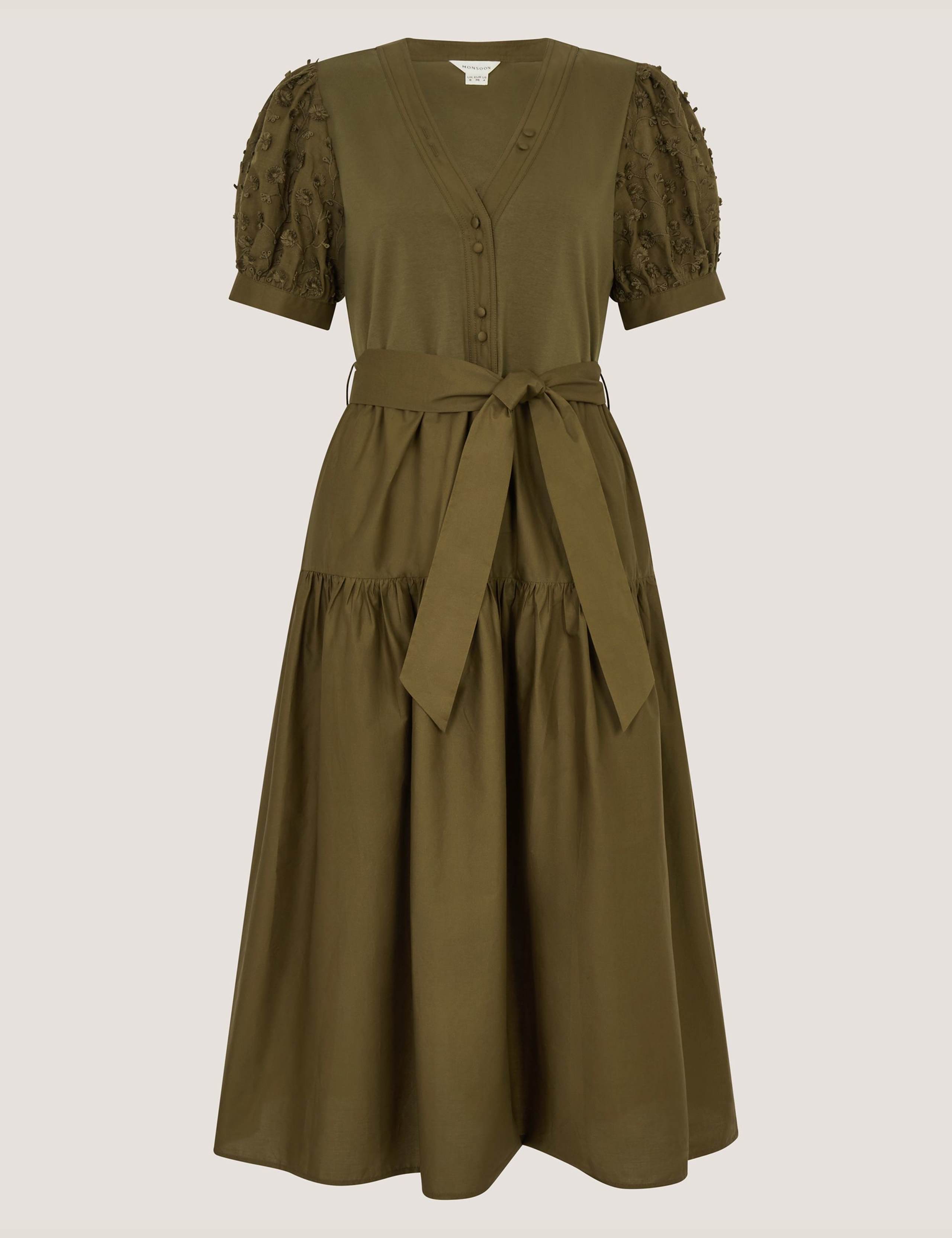 Cotton Rich Embroidered Midi Tiered Dress 2 of 6