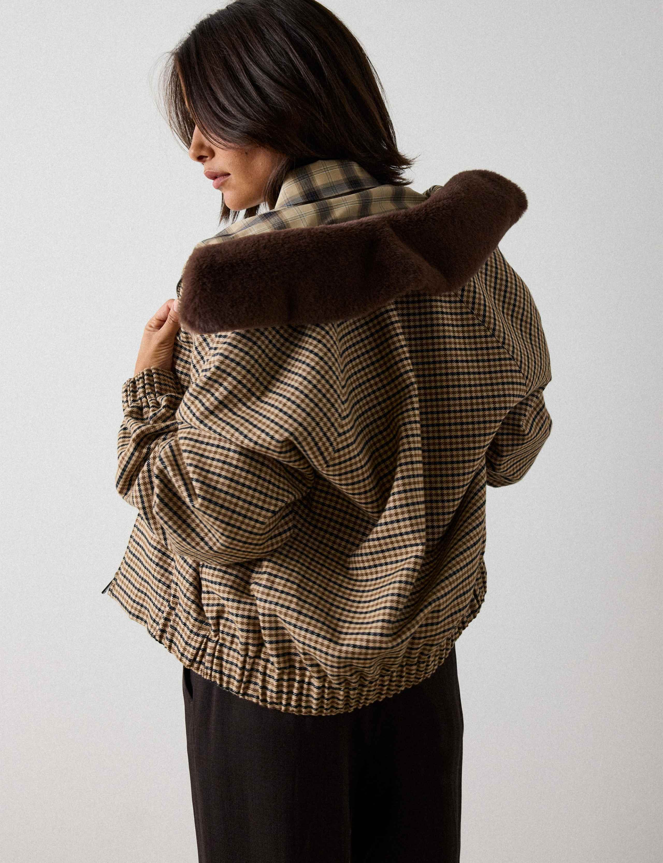 Cotton Rich Checked Bomber Jacket 4 of 7