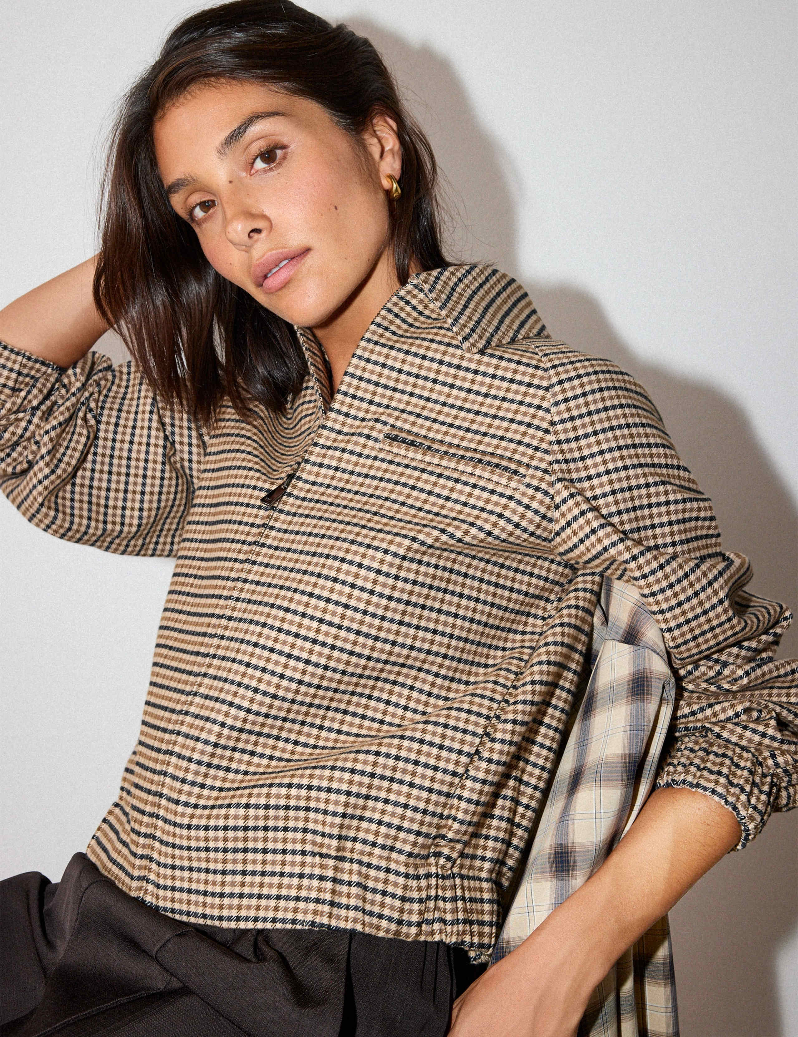 Cotton Rich Checked Bomber Jacket 6 of 7