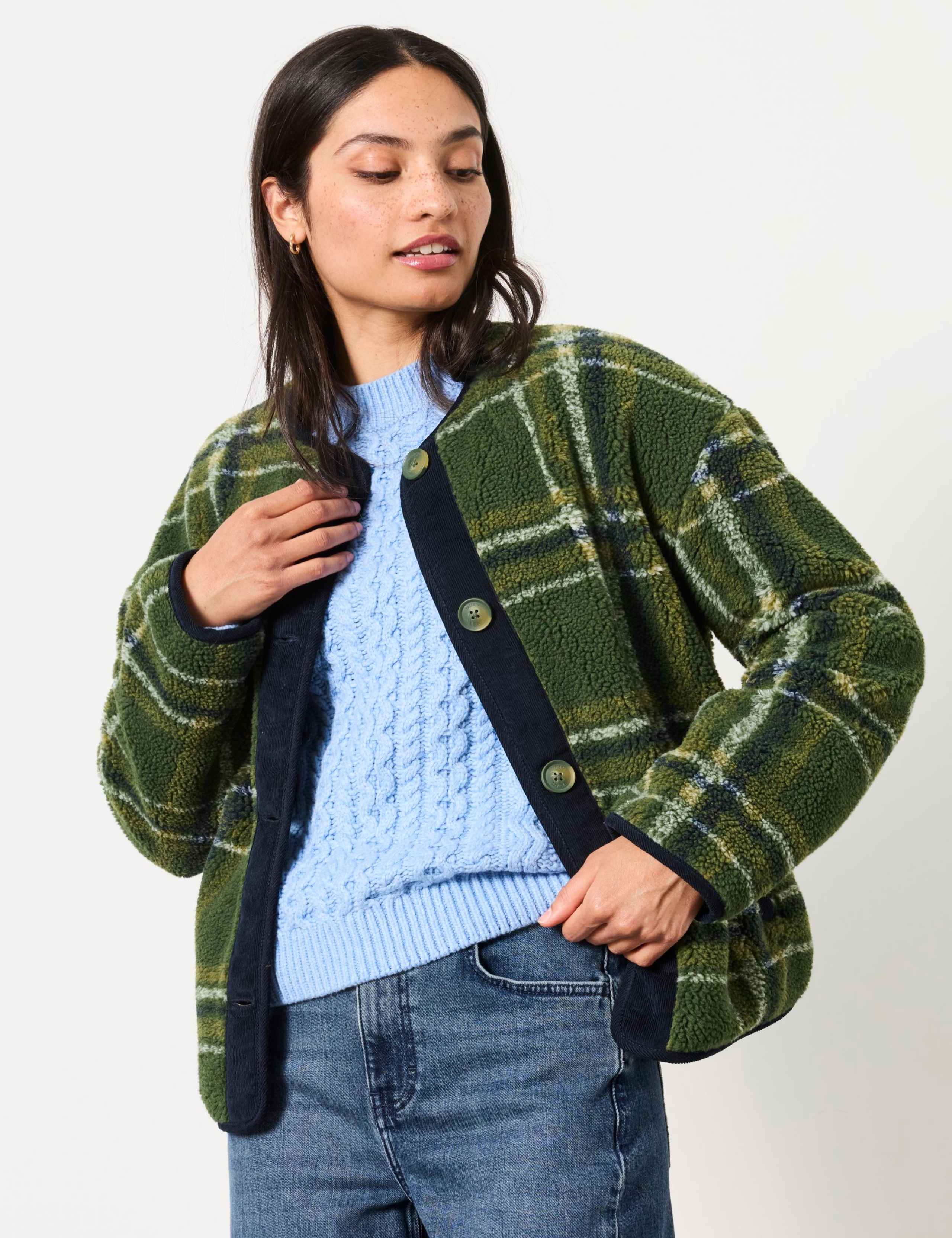 Borg Checked Collarless Jacket 3 of 5