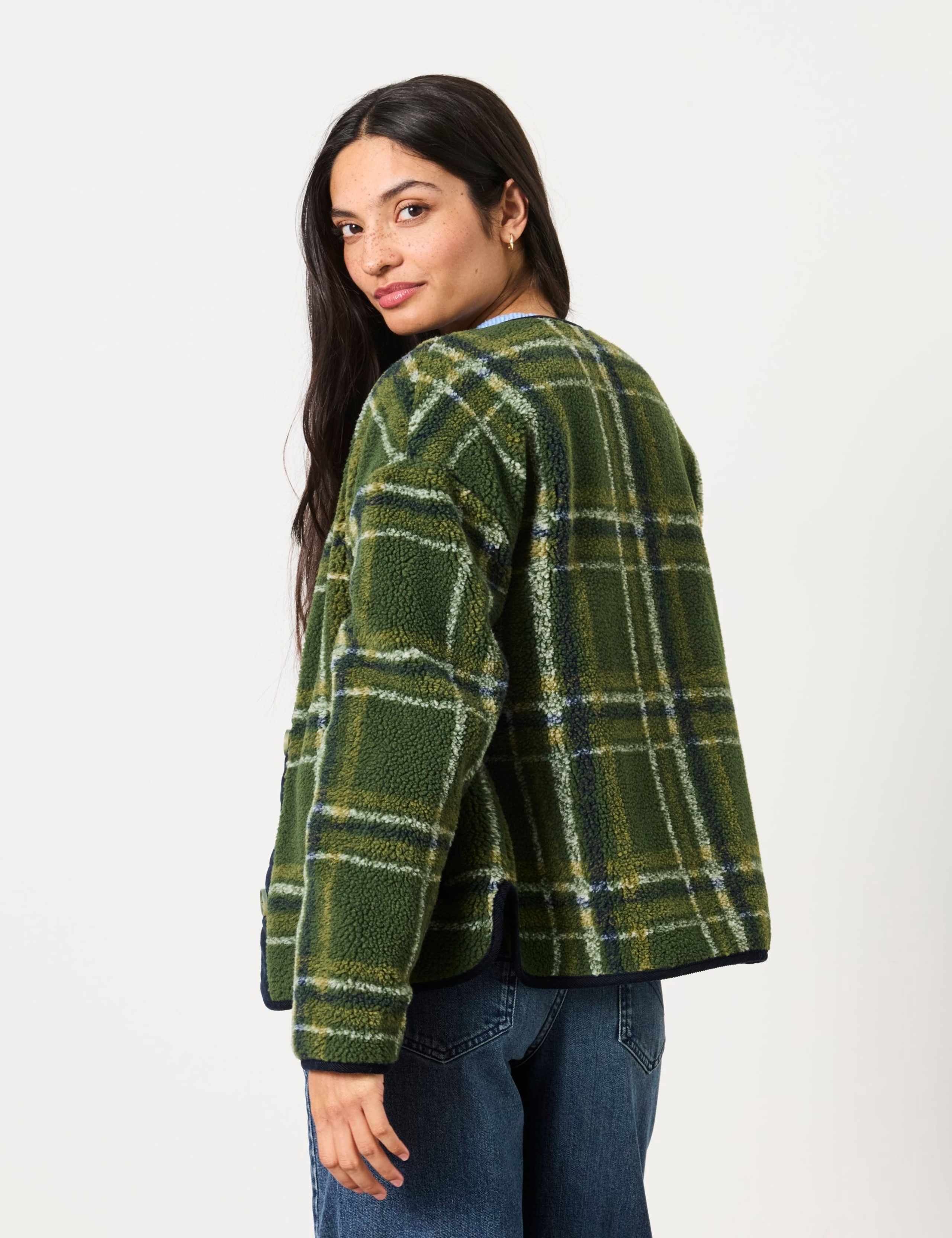 Borg Checked Collarless Jacket 4 of 5