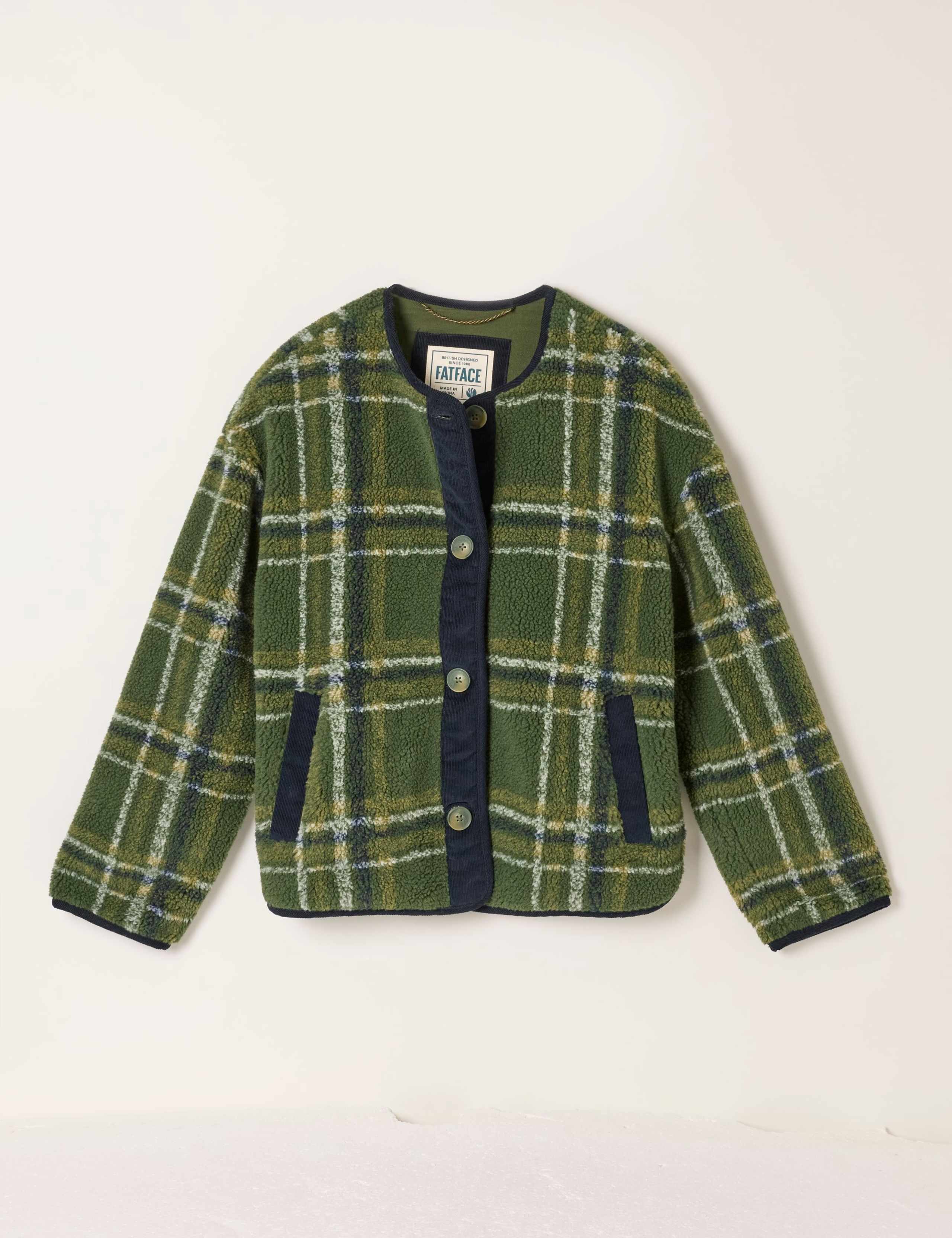 Borg Checked Collarless Jacket 2 of 5