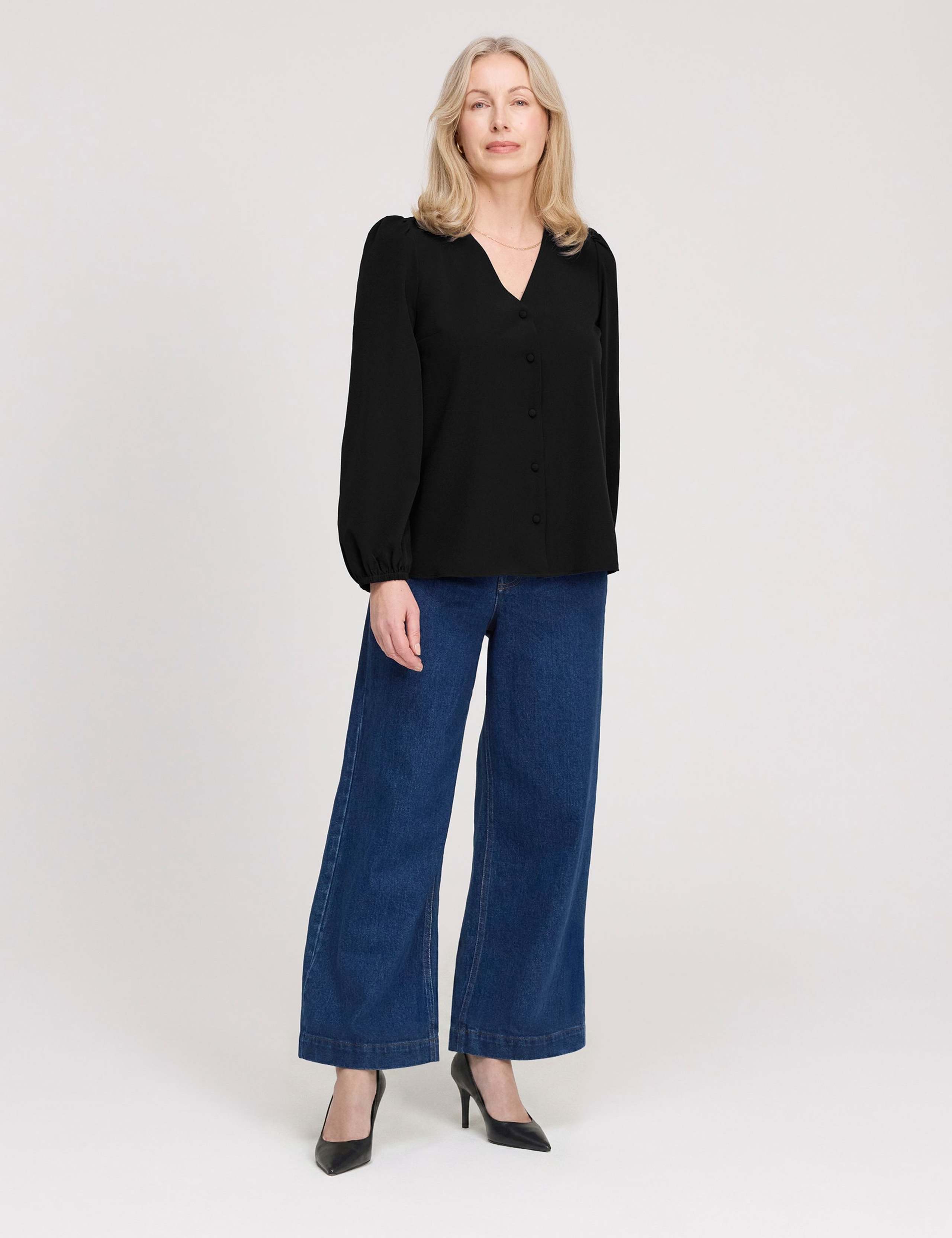 V-Neck Button-Through Top 2 of 5