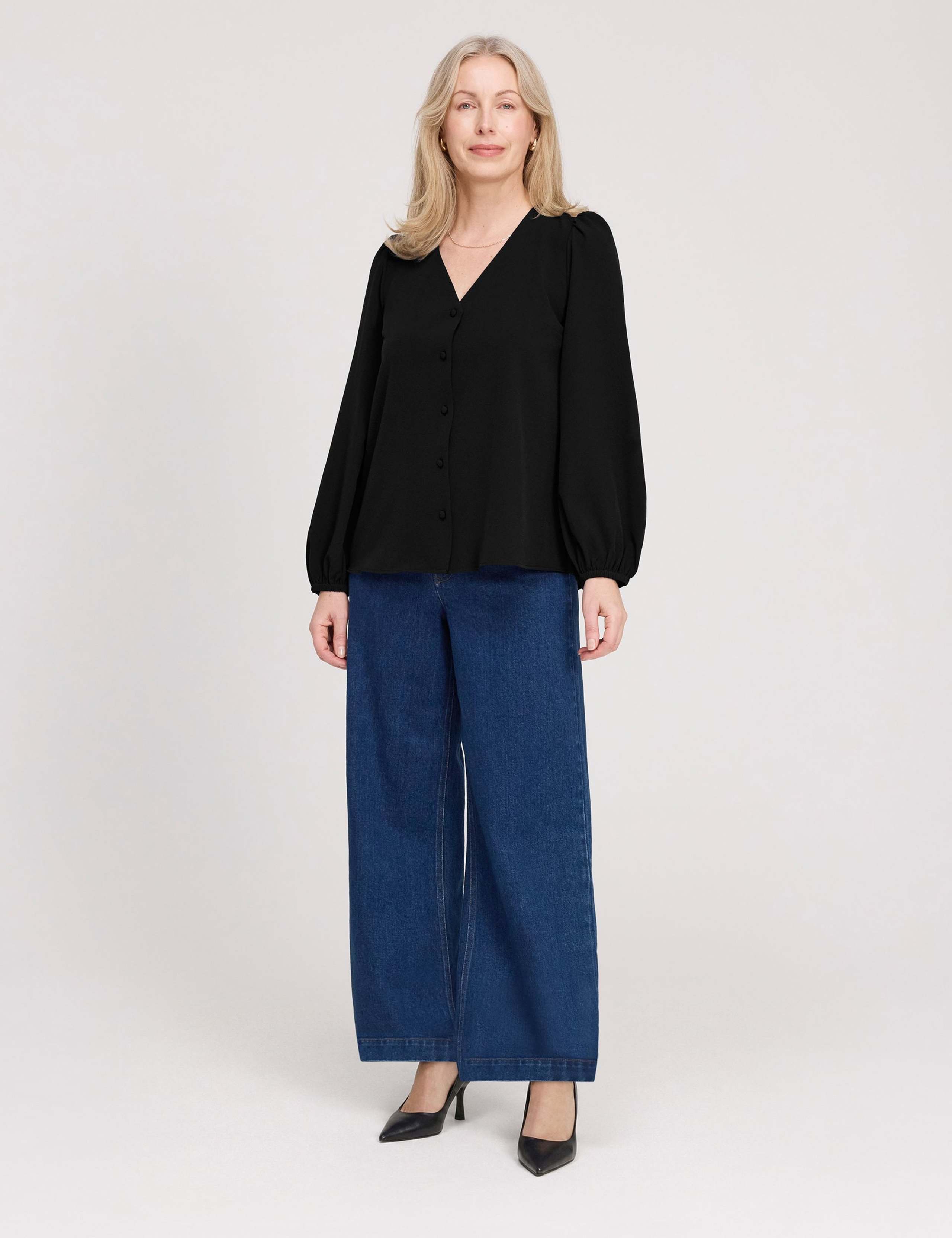 V-Neck Button-Through Top 3 of 5