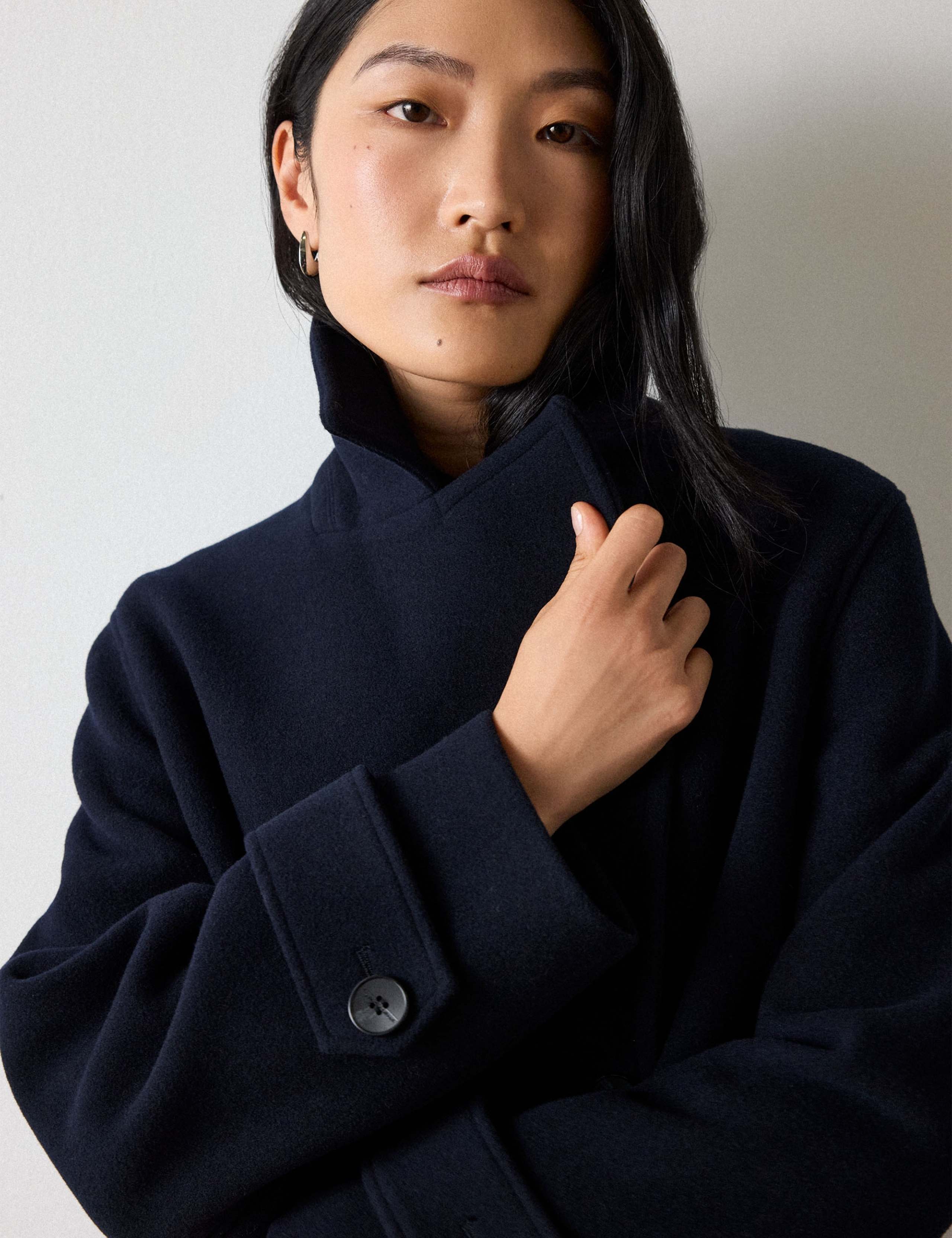 Wool Rich Double Breasted Collared Pea Coat 5 of 6