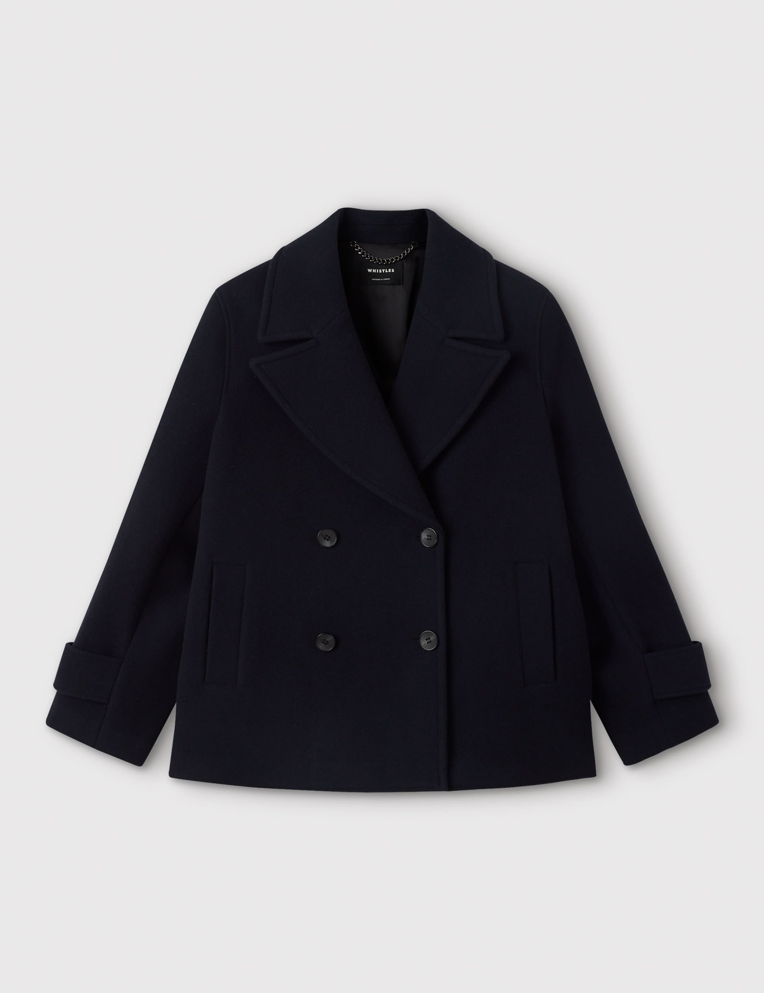 Wool Rich Double Breasted Collared Pea Coat 2 of 6