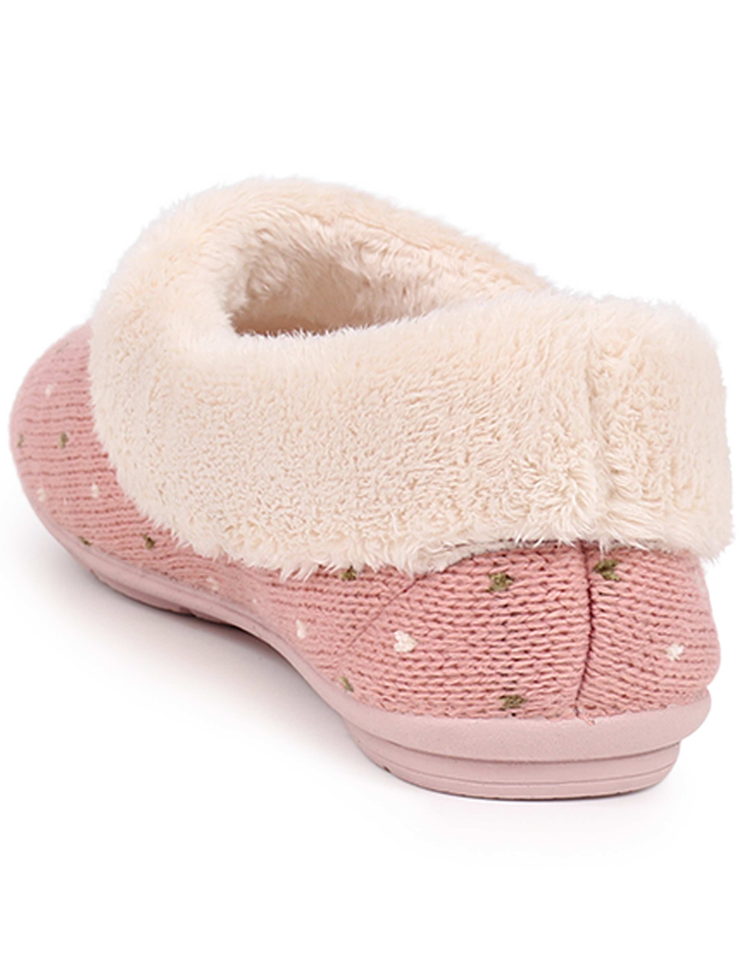 Polka Dot Faux Fur Lined Slippers 6 of 7