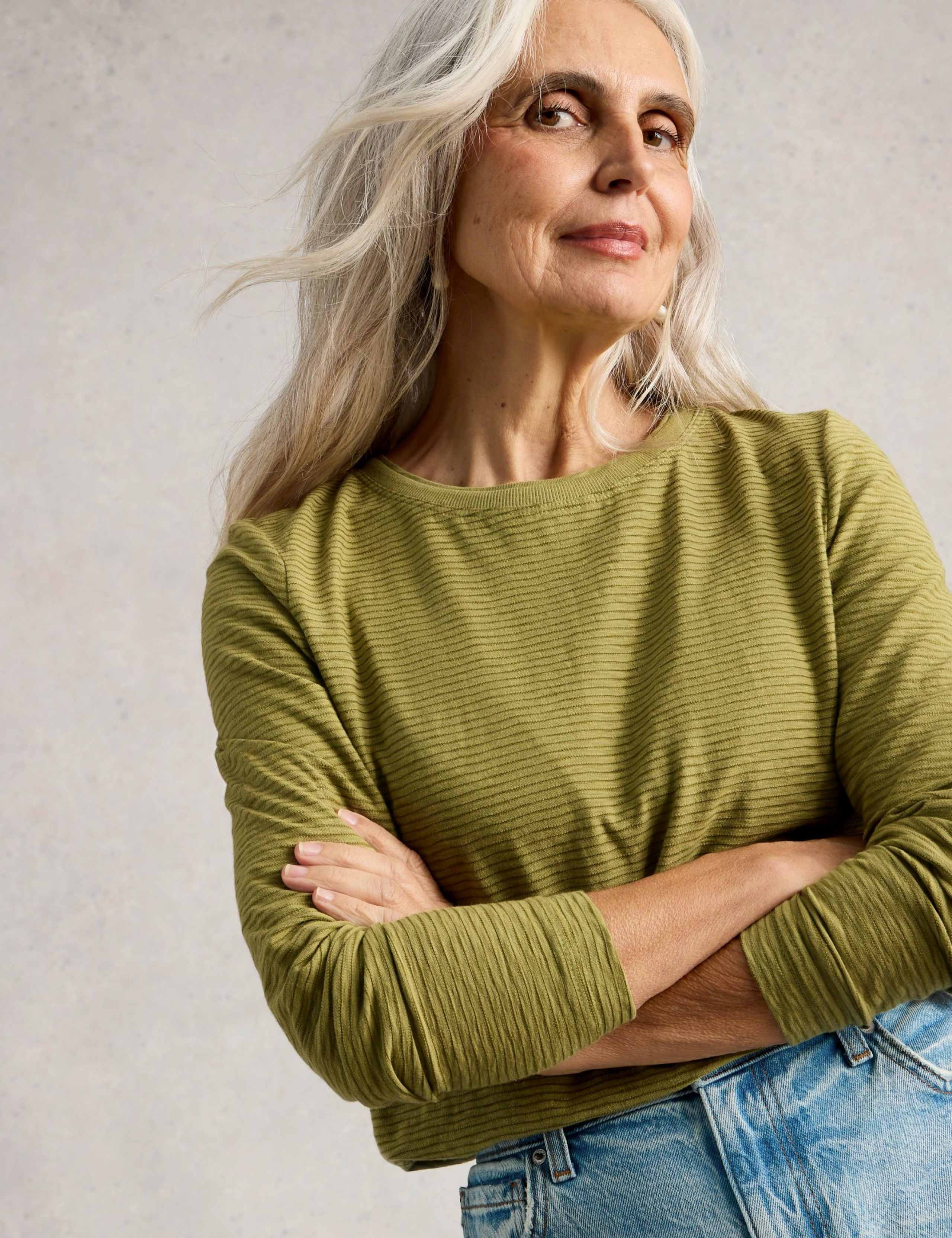 Pure Cotton Crew Neck Textured T-Shirt 3 of 6