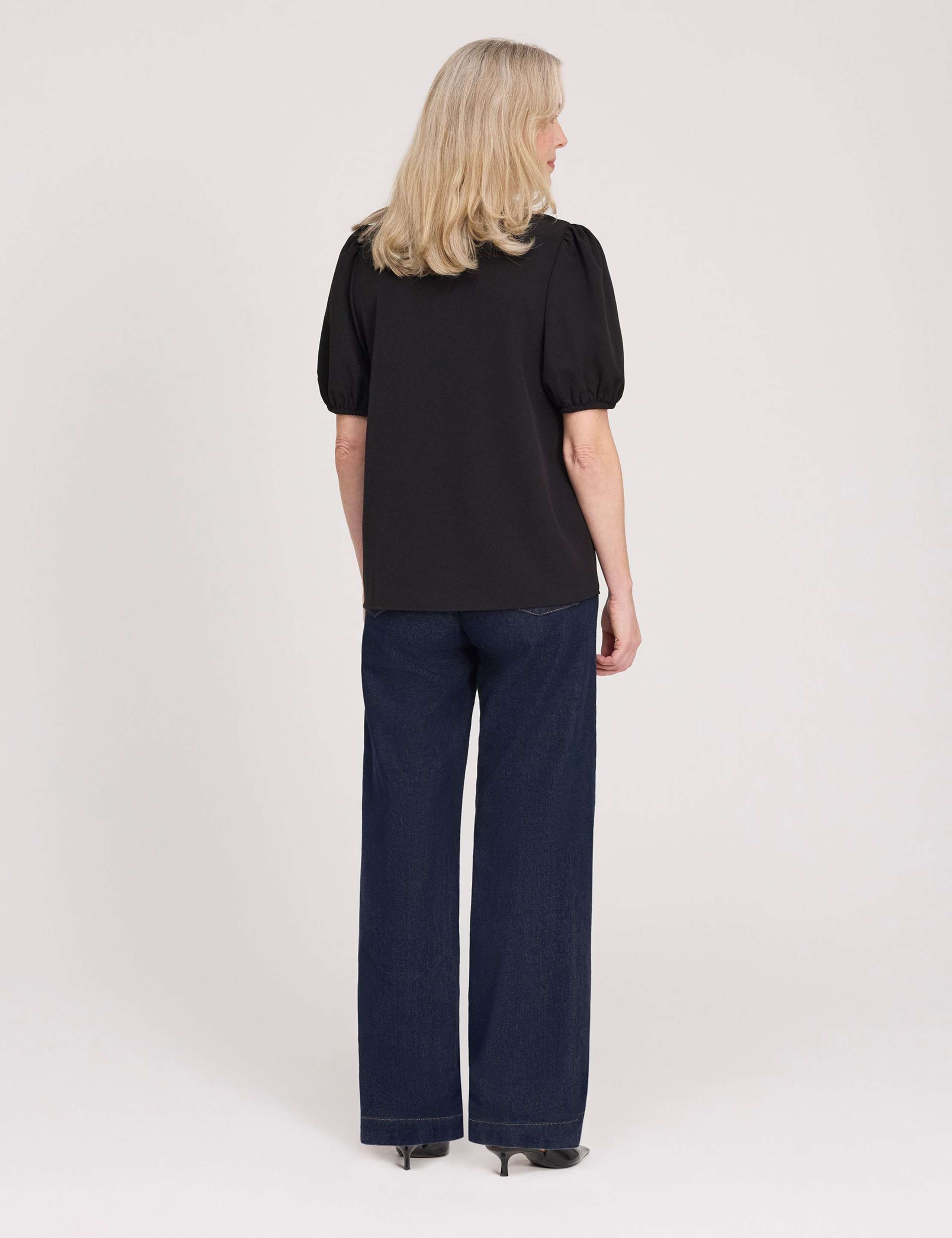 V-Neck Short Sleeve Button-Through Top 3 of 4