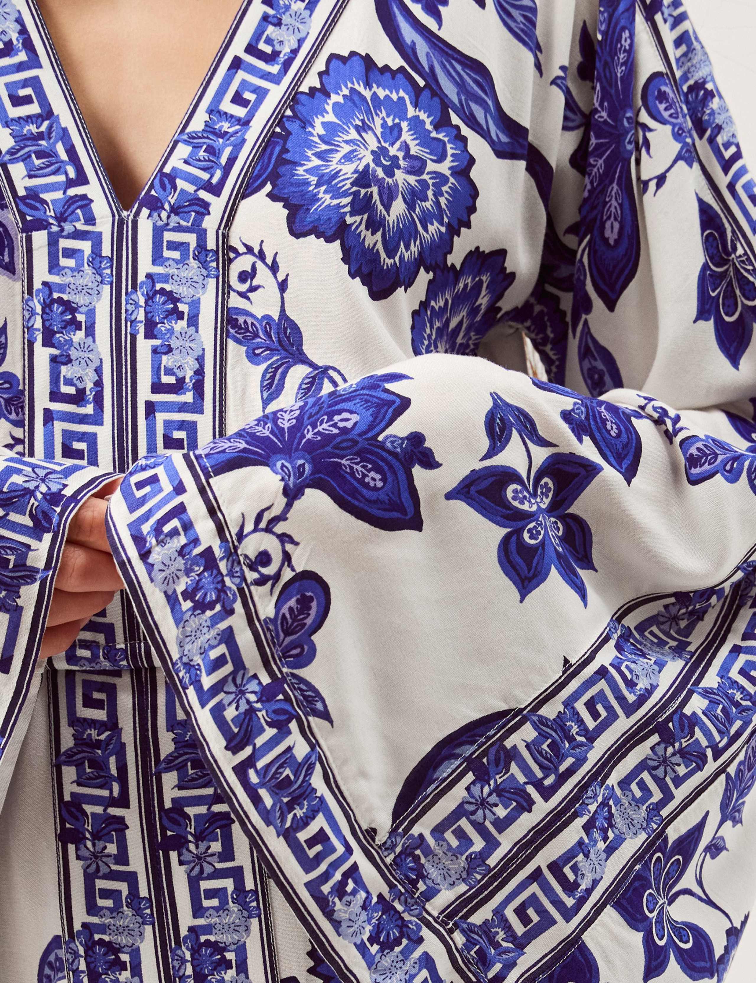 Floral V-Neck Angel Sleeve Maxi Beach Dress 4 of 5