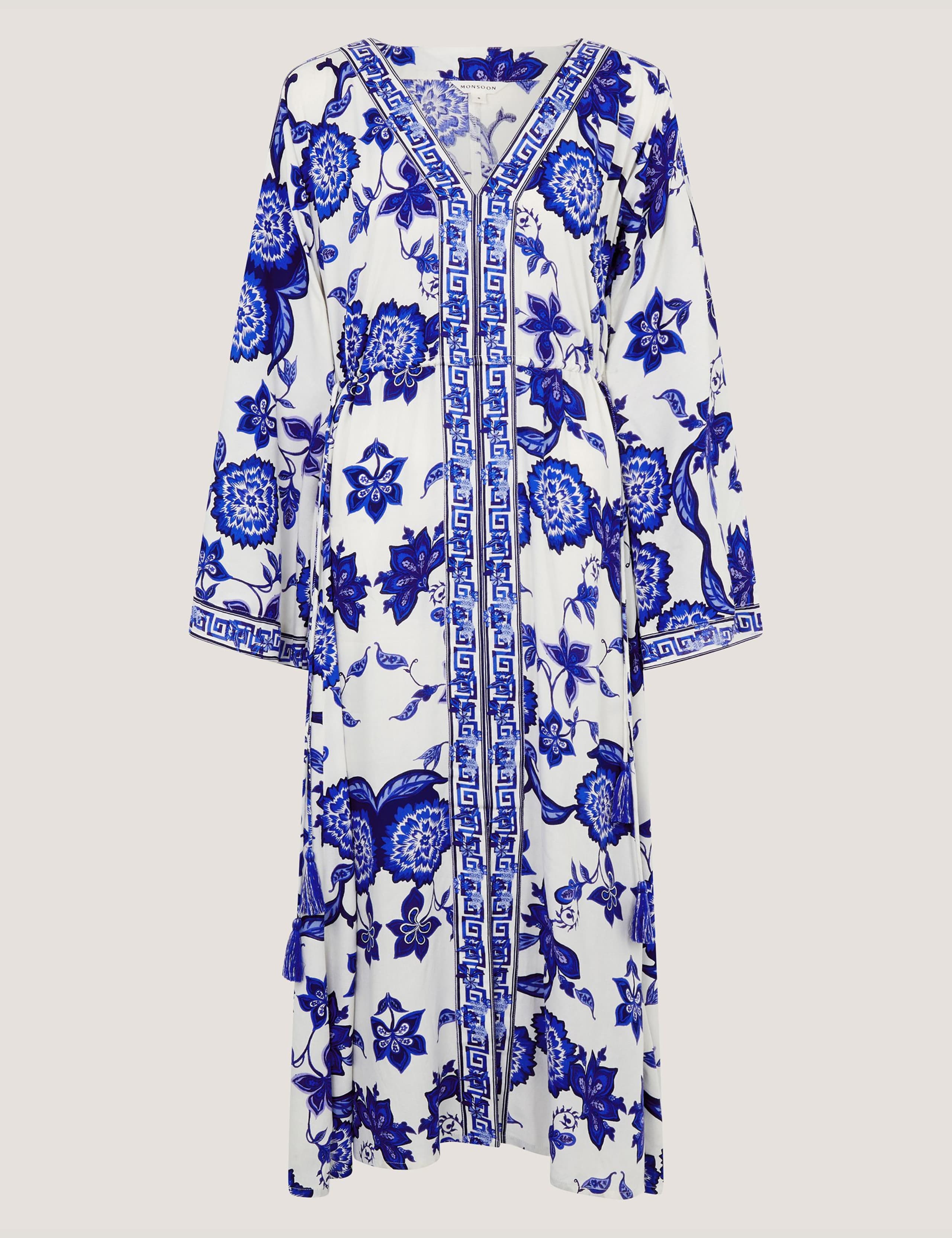 Floral V-Neck Angel Sleeve Maxi Beach Dress 2 of 5