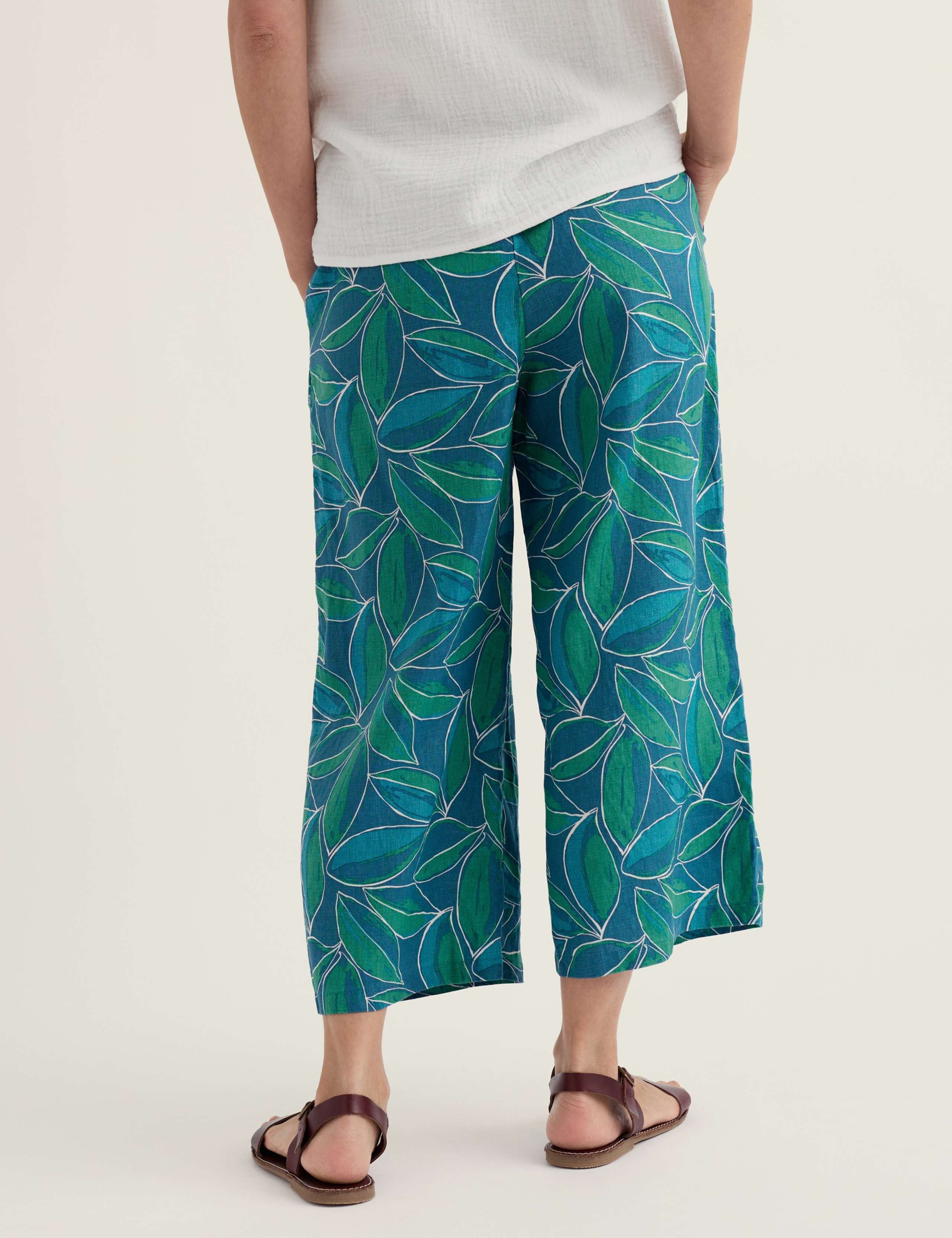 Pure Linen Floral Wide Leg Culottes 4 of 5