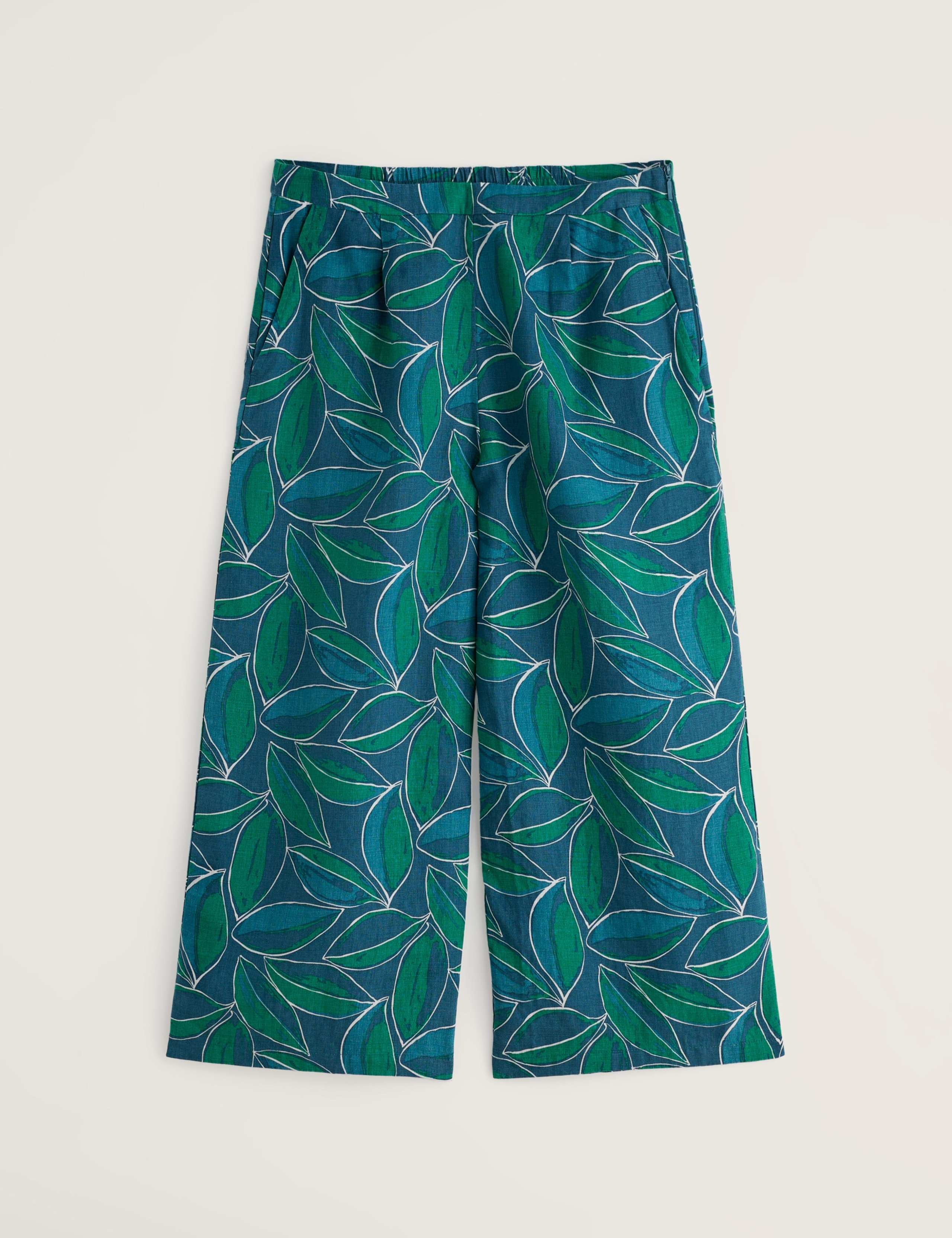 Pure Linen Floral Wide Leg Culottes 2 of 5