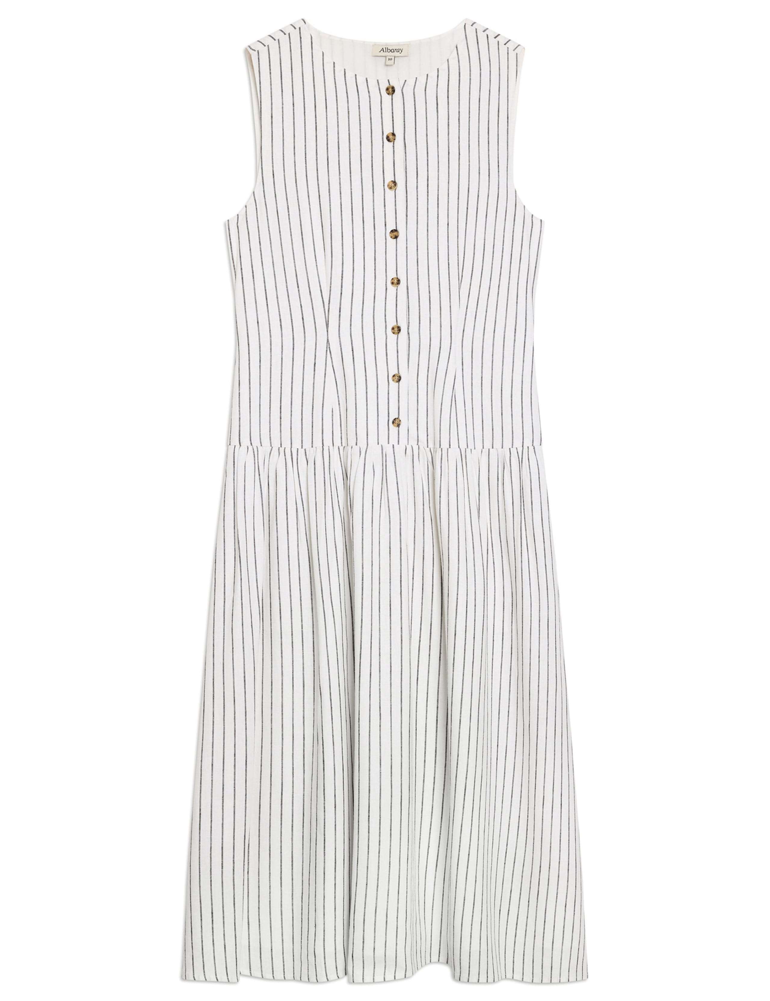 Linen Blend Striped Midi Skater Dress 2 of 6